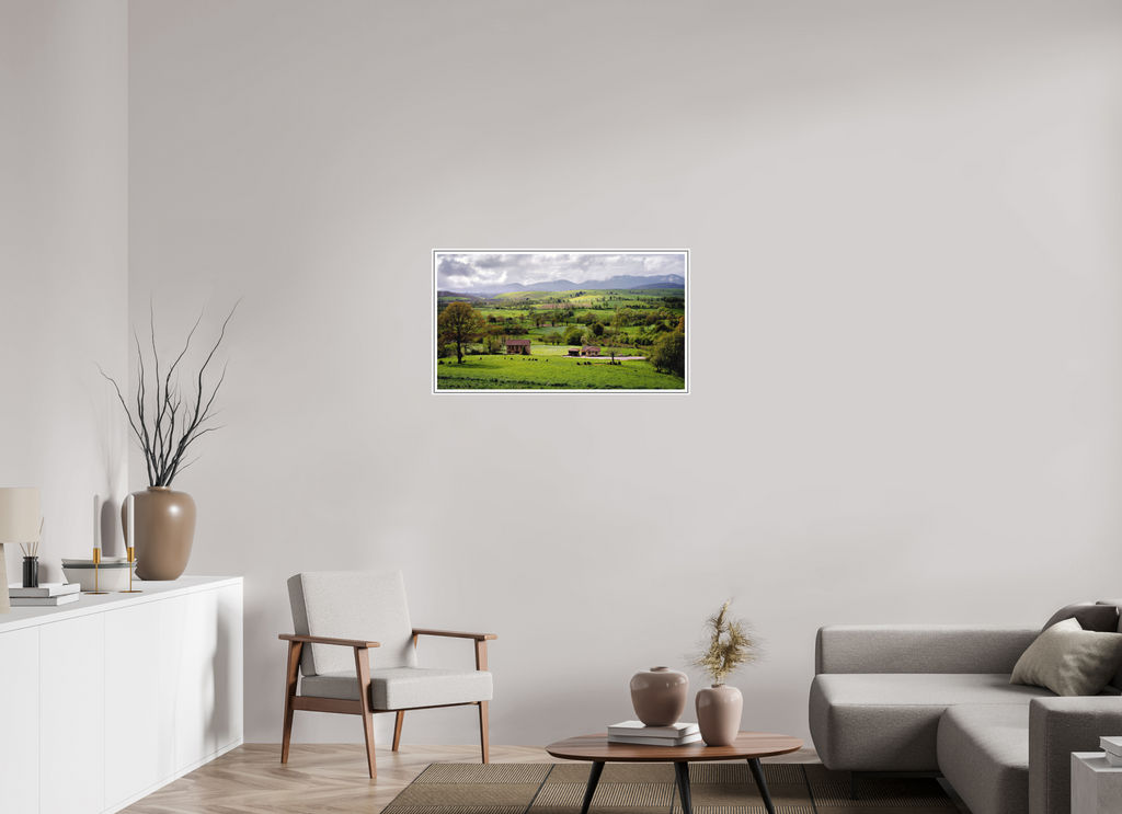 91.5 x 50 cm, Print on Forex with Frame Fields in Bloom, Galicia