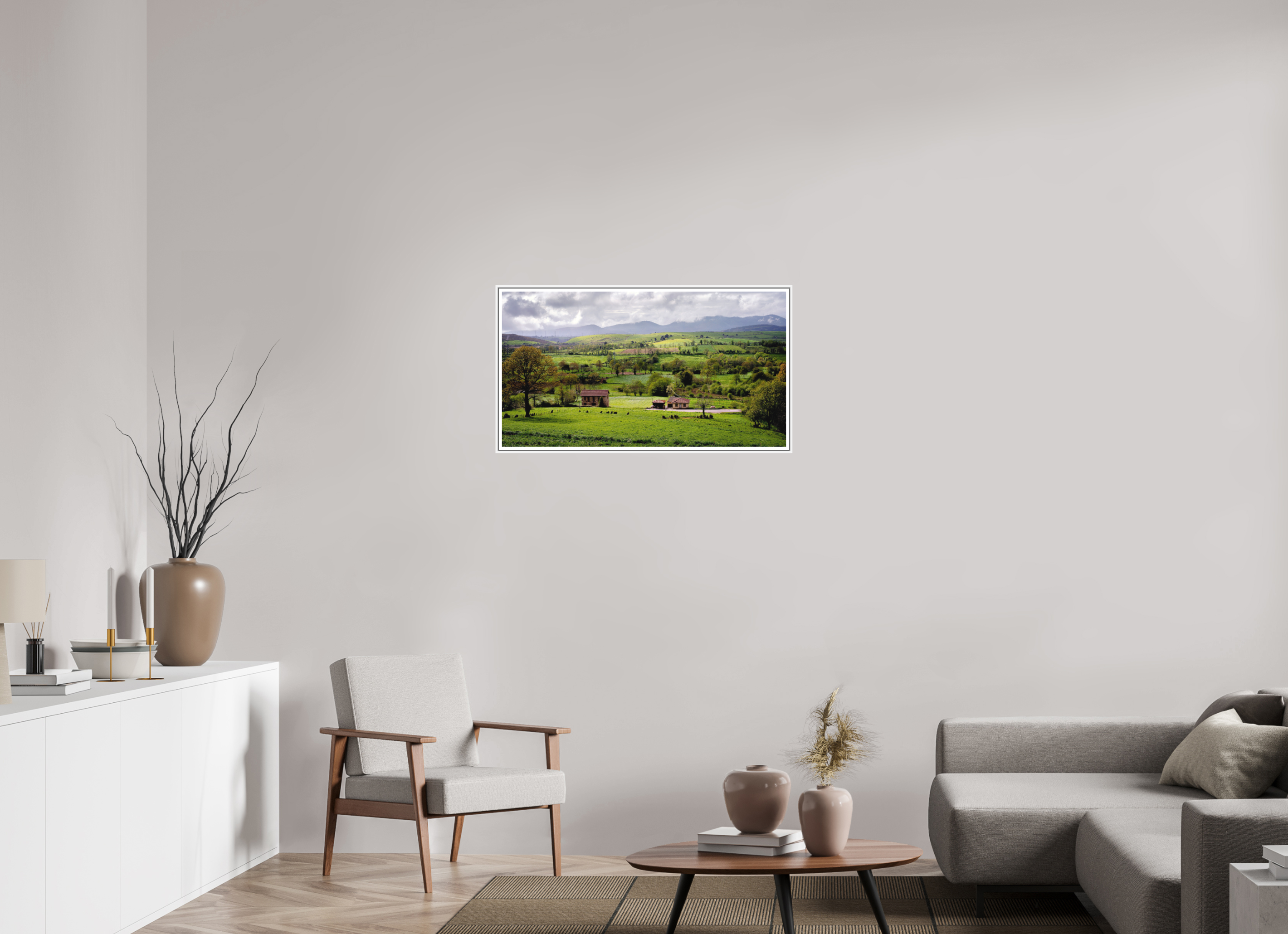 91.5 x 50 cm, Print on Forex with Frame Fields in Bloom, Galicia