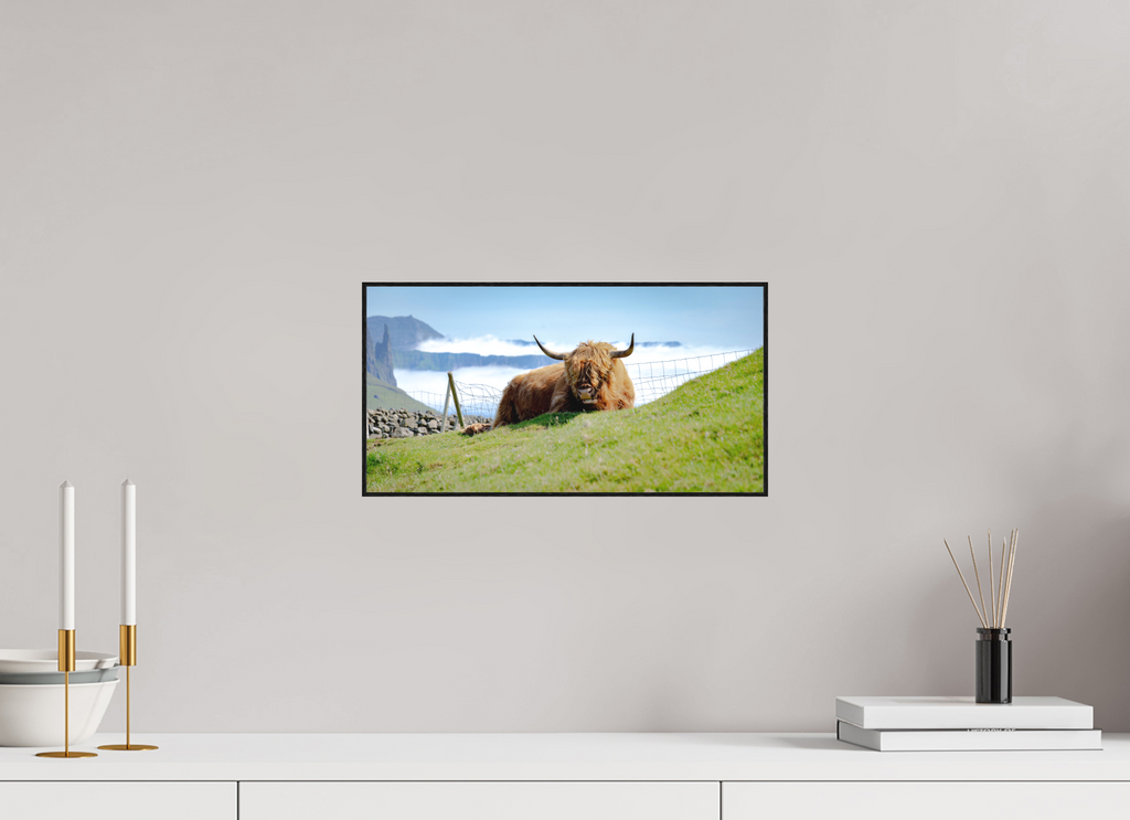 38.6 x 20 cm, Solid Wood Artbox Highland Cow of the Faroe Islands