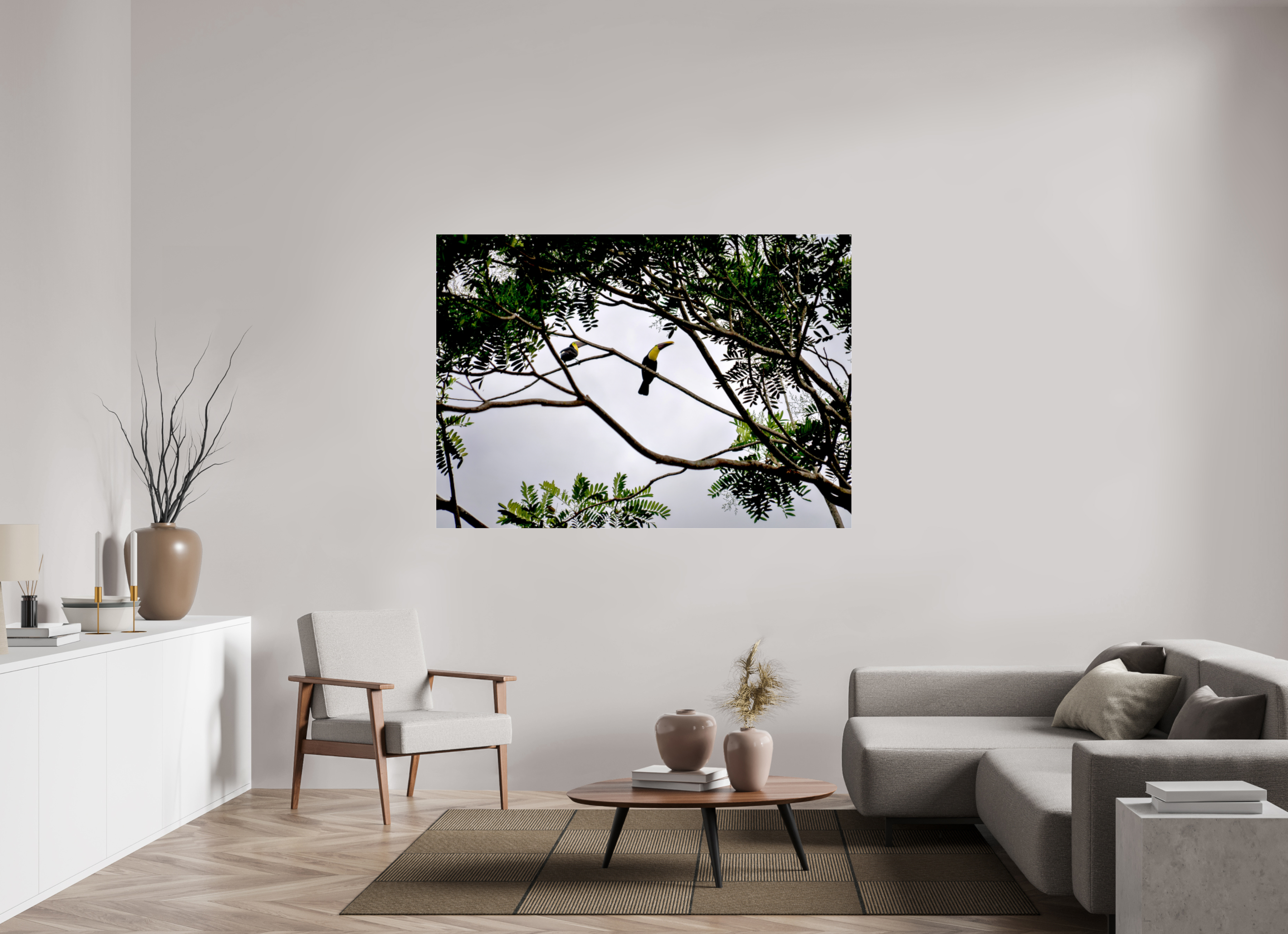 169.4 x 120 cm, Photo Print Under Acrylic Glass A Hornbill on a Branch