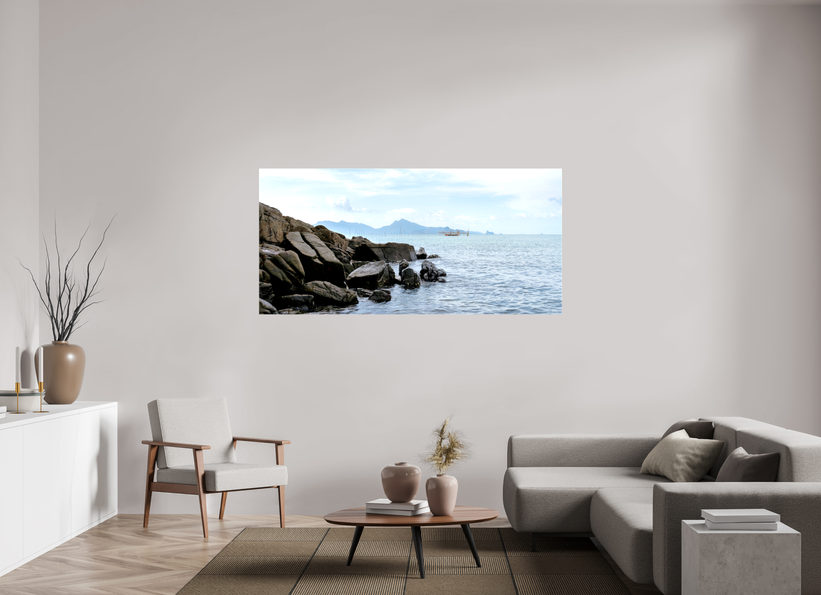 187.9 x 90 cm, Canvases Unframed Black Rocks