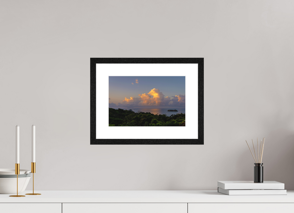 30 x 20 cm, Smooth Natural Paper Print with Frame Morning Clouds - Costa Rica