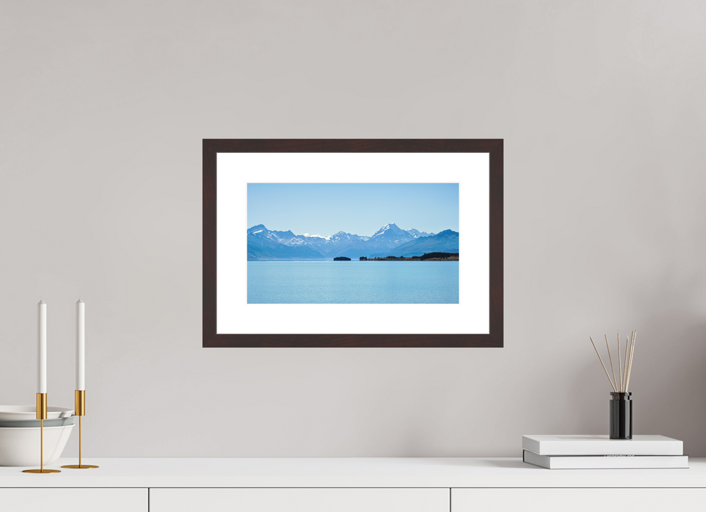 34.4 x 20 cm, Baryta Prestige II with Matte Float Glass Aoraki Reflections – Lake Pukaki & Mount Cook, New Zealand