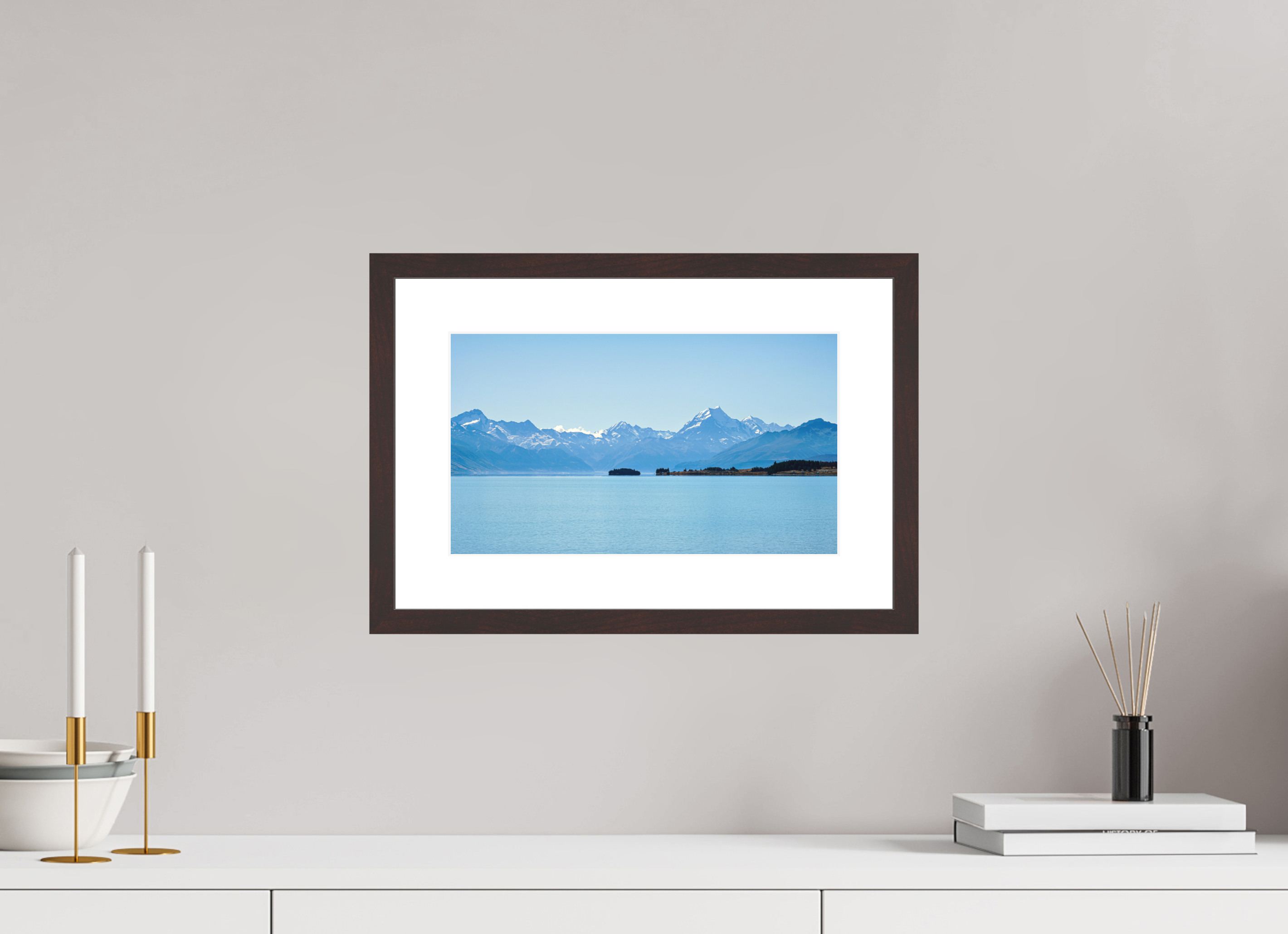 34.4 x 20 cm, Baryta Prestige II with Matte Float Glass Aoraki Reflections – Lake Pukaki & Mount Cook, New Zealand