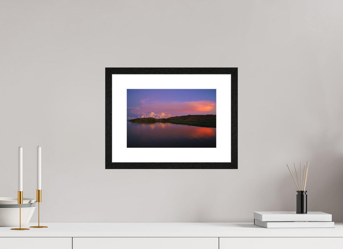 30 x 20 cm, Smooth Natural Paper Print with Frame Sunrise Hues - Tanzania