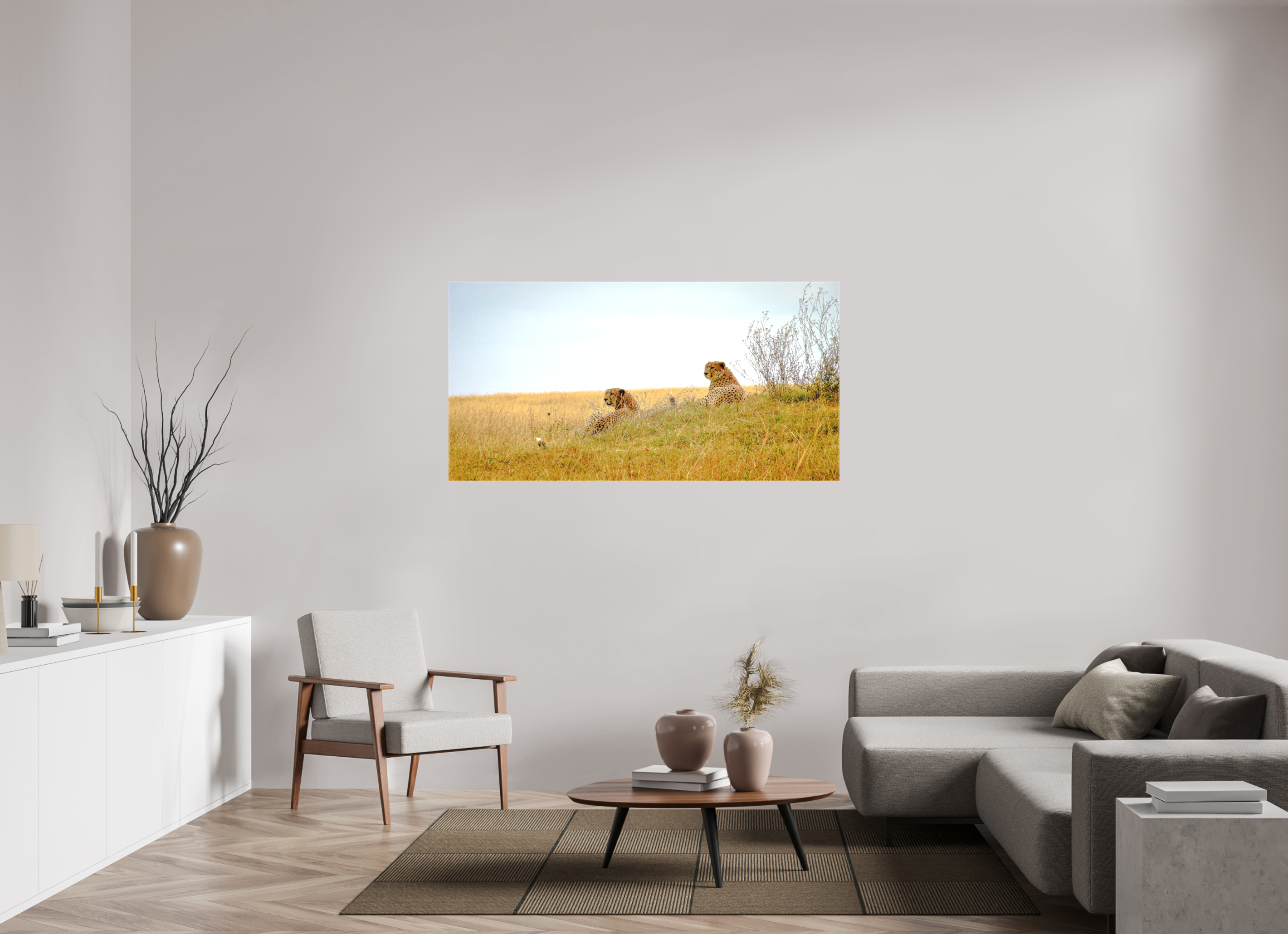 158.3 x 80 cm, Matte Canvas on Stretcher Frame Cheetah Connection