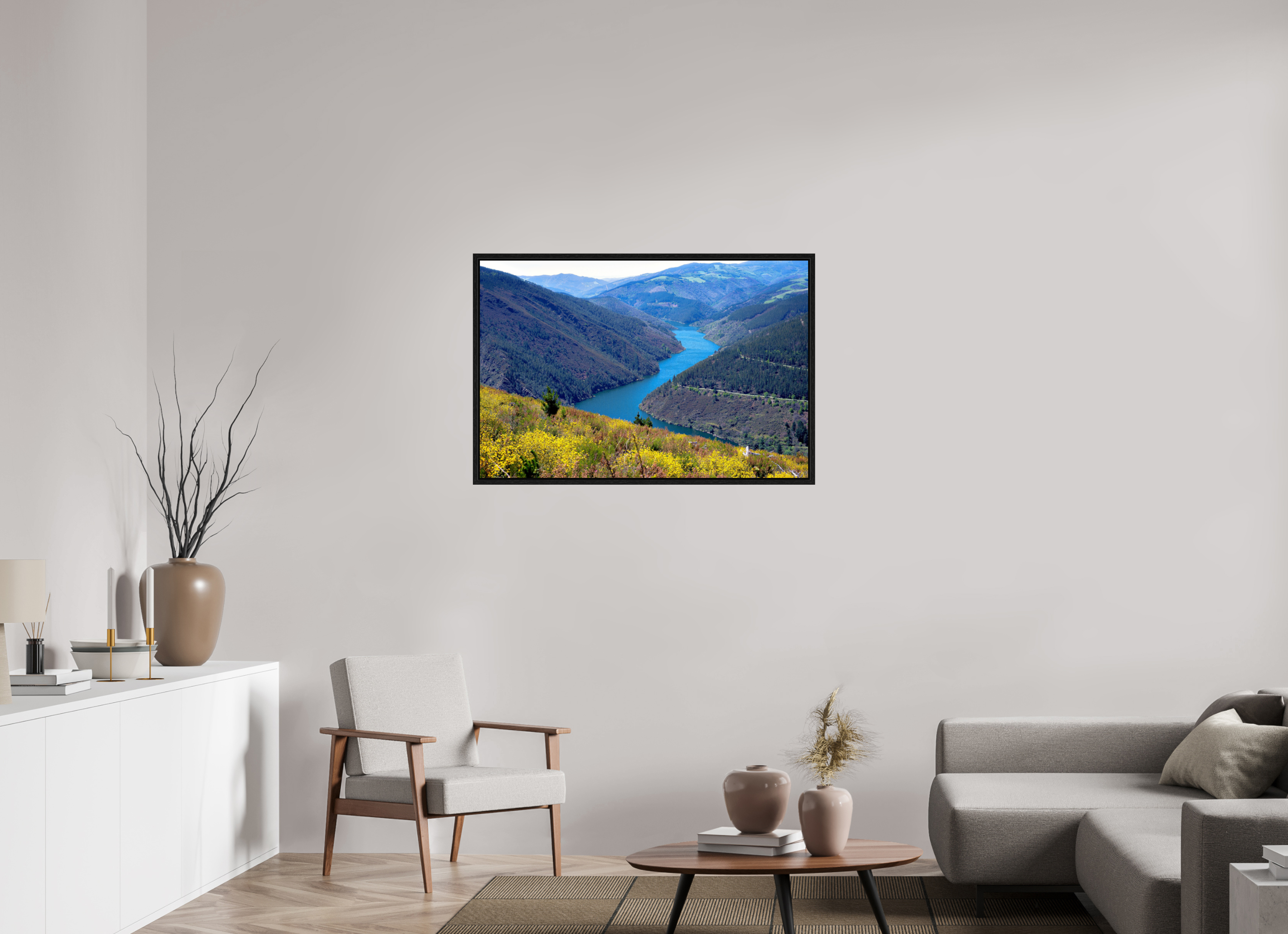 105.7 x 70 cm, Floater Frame Blue River