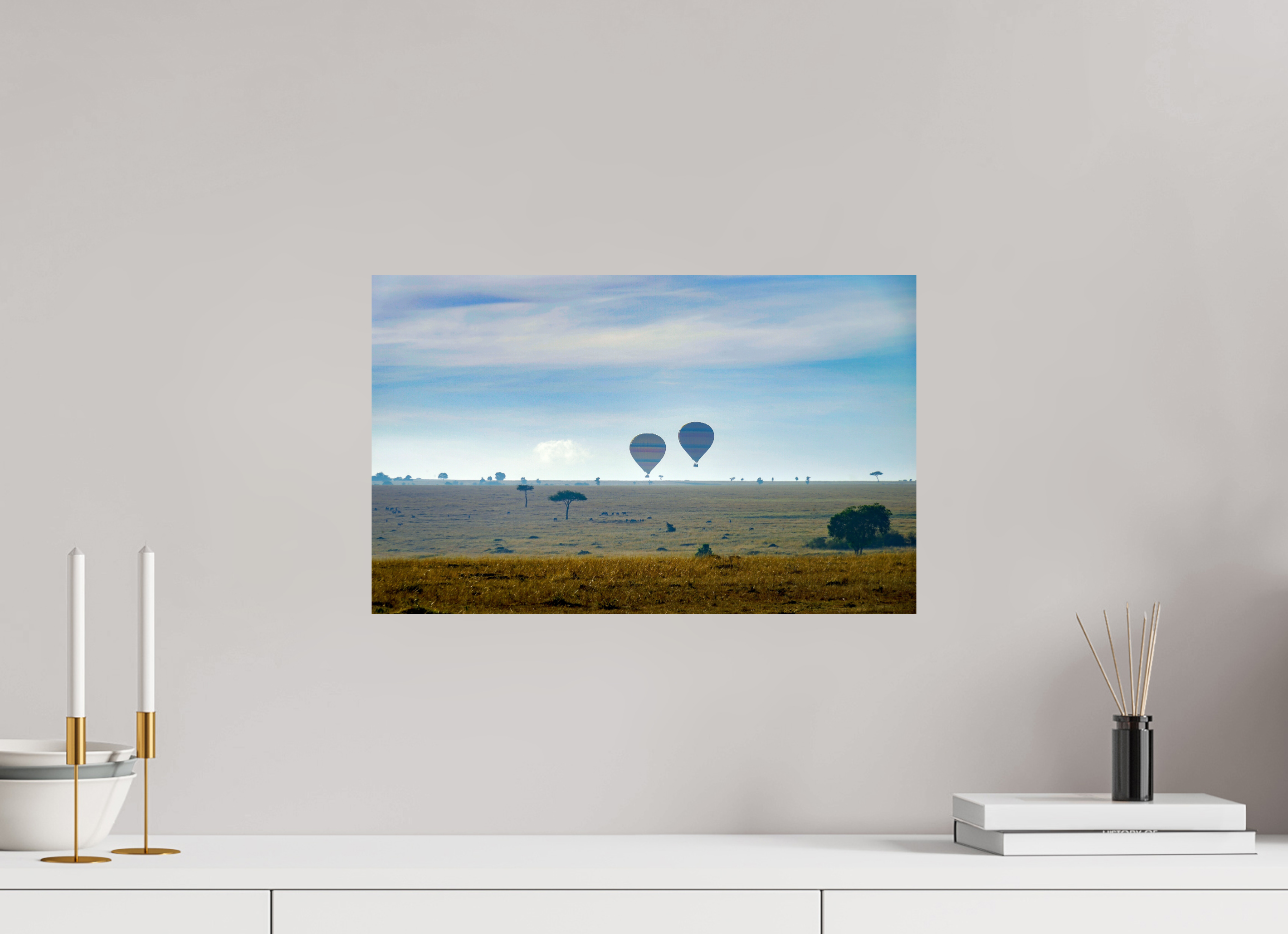 48.2 x 30 cm, PH Print On Fujiflex High Gloss Hot-air Balloon over the Savanna