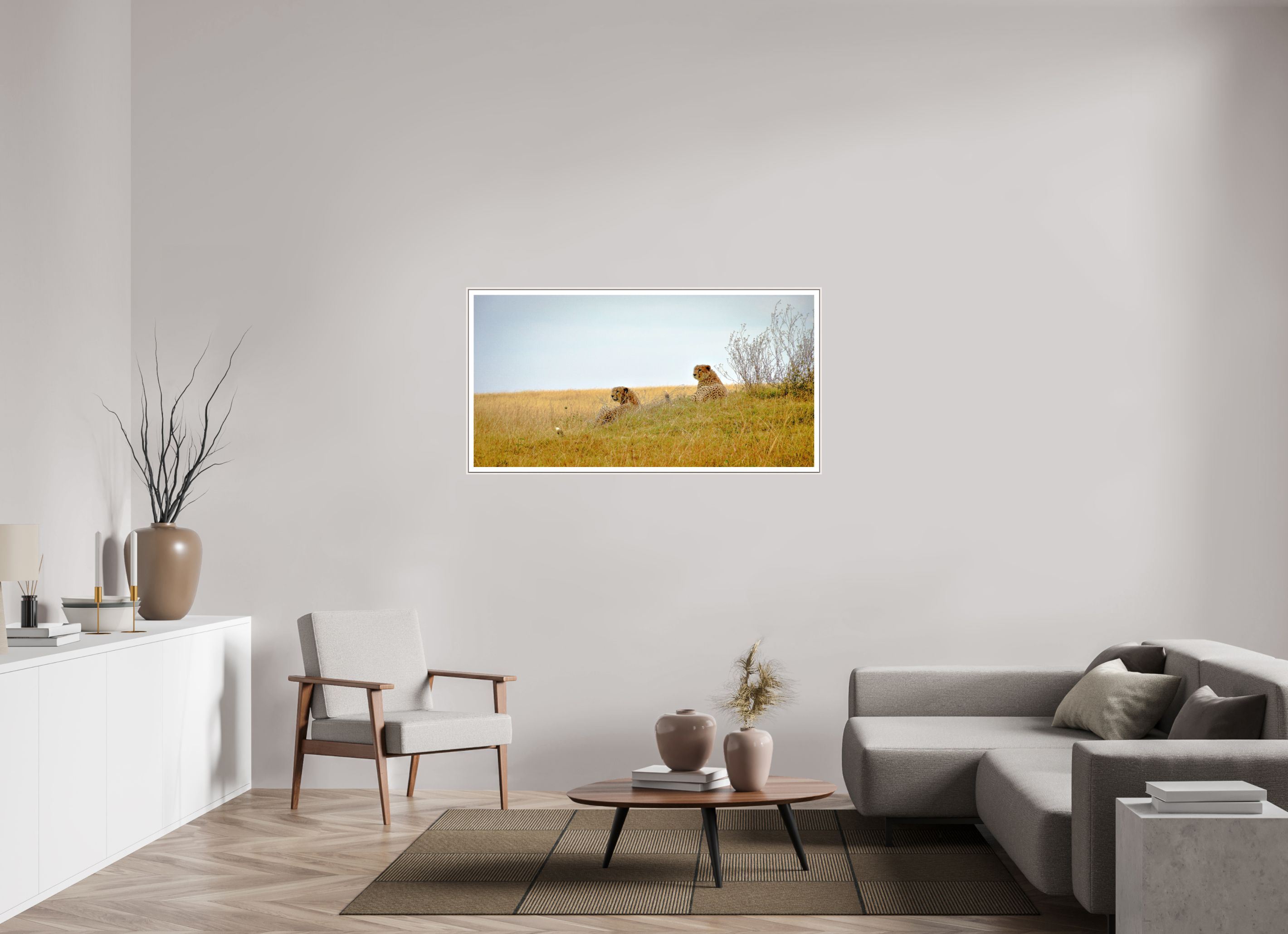 138.5 x 70 cm, Fine Art Print On Framed Aluminum Dibond Cheetah Connection