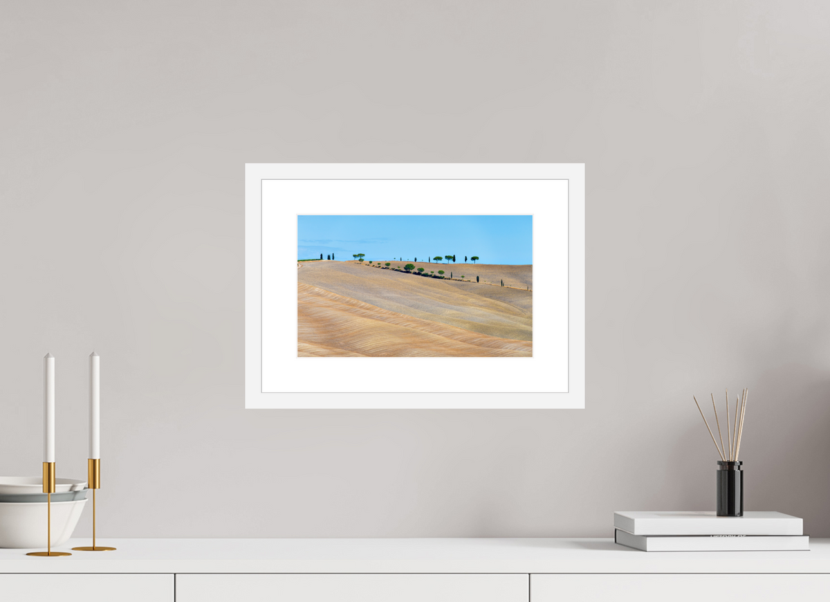 32.5 x 20 cm, Fine Art Print with Frame Waves of the Harvest, Tuscany, Italy