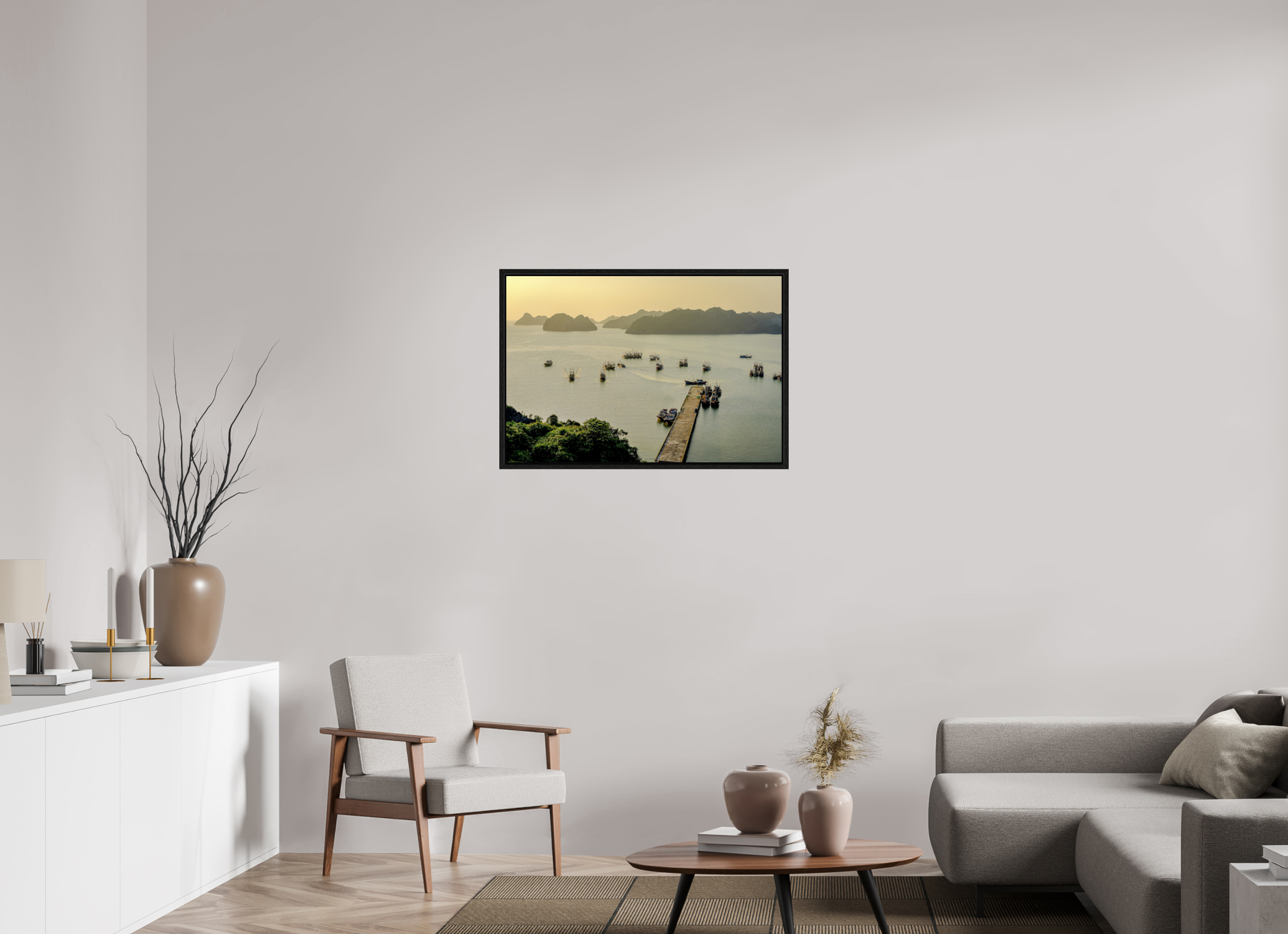 88.7 x 60 cm, Floater Frame Golden Harbour – Cat Ba Island, Vietnam