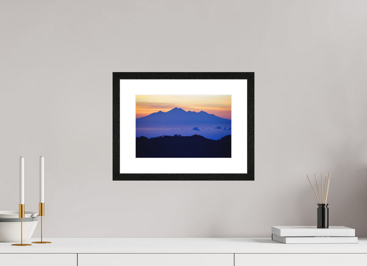 30 x 20 cm, Smooth Natural Paper Print with Frame Mount Agung at Sunrise - Bali - Indonesia