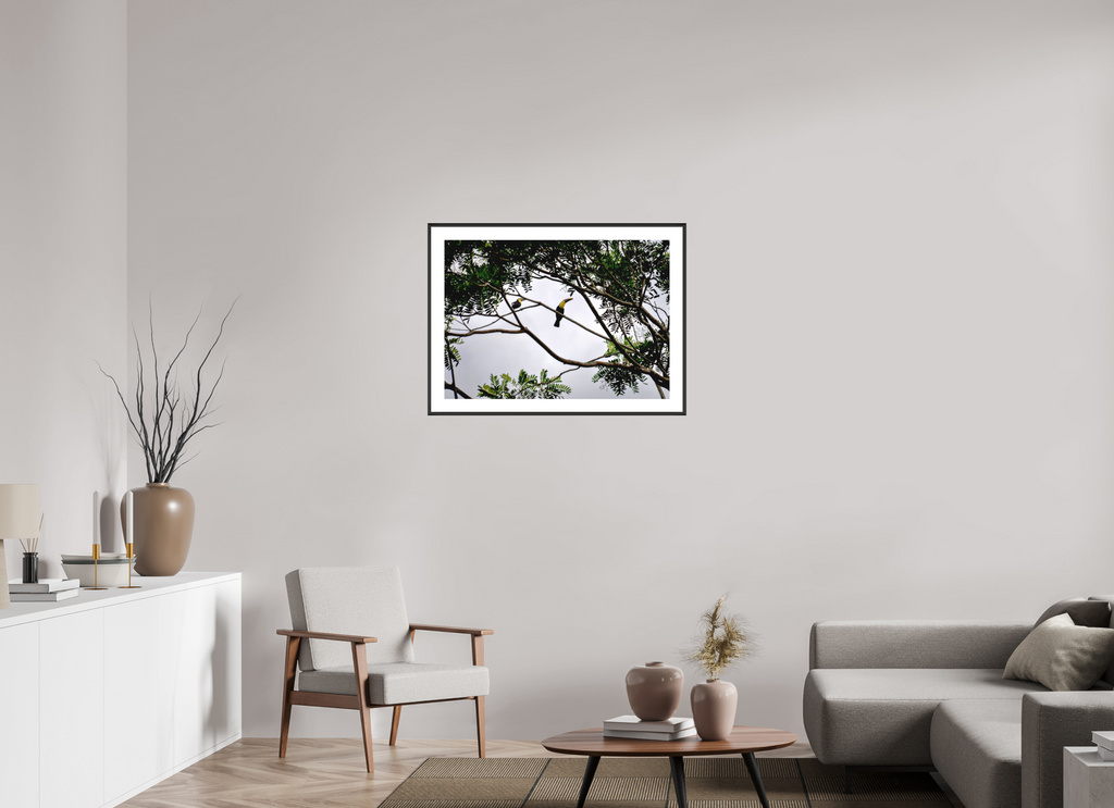 84.7 x 60 cm, Changeable Magnetic Frame - Hahnemühle Fineart Pearl A Hornbill on a Branch