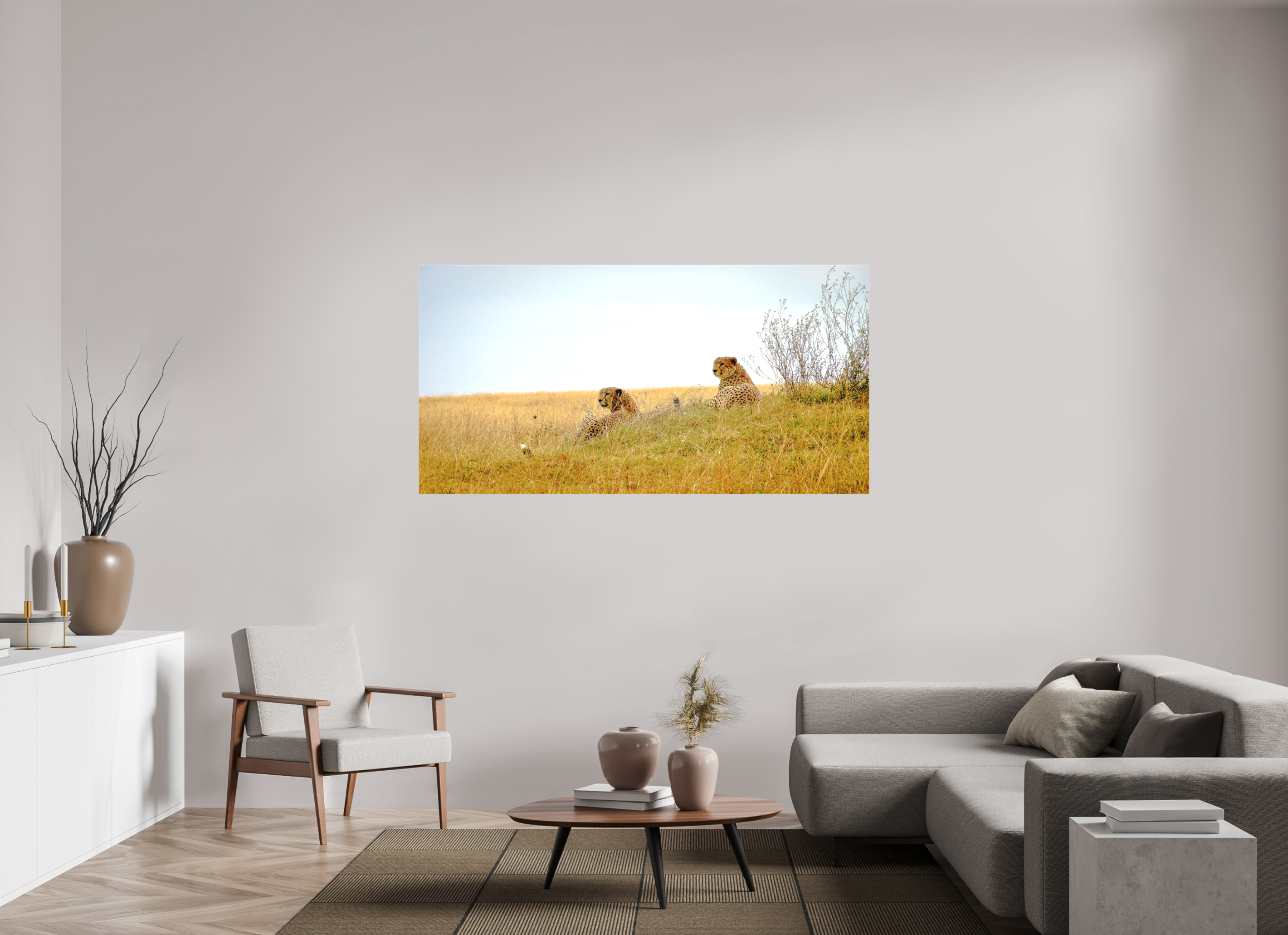 178 x 90 cm, Matte Canvas on Stretcher Frame Cheetah Connection