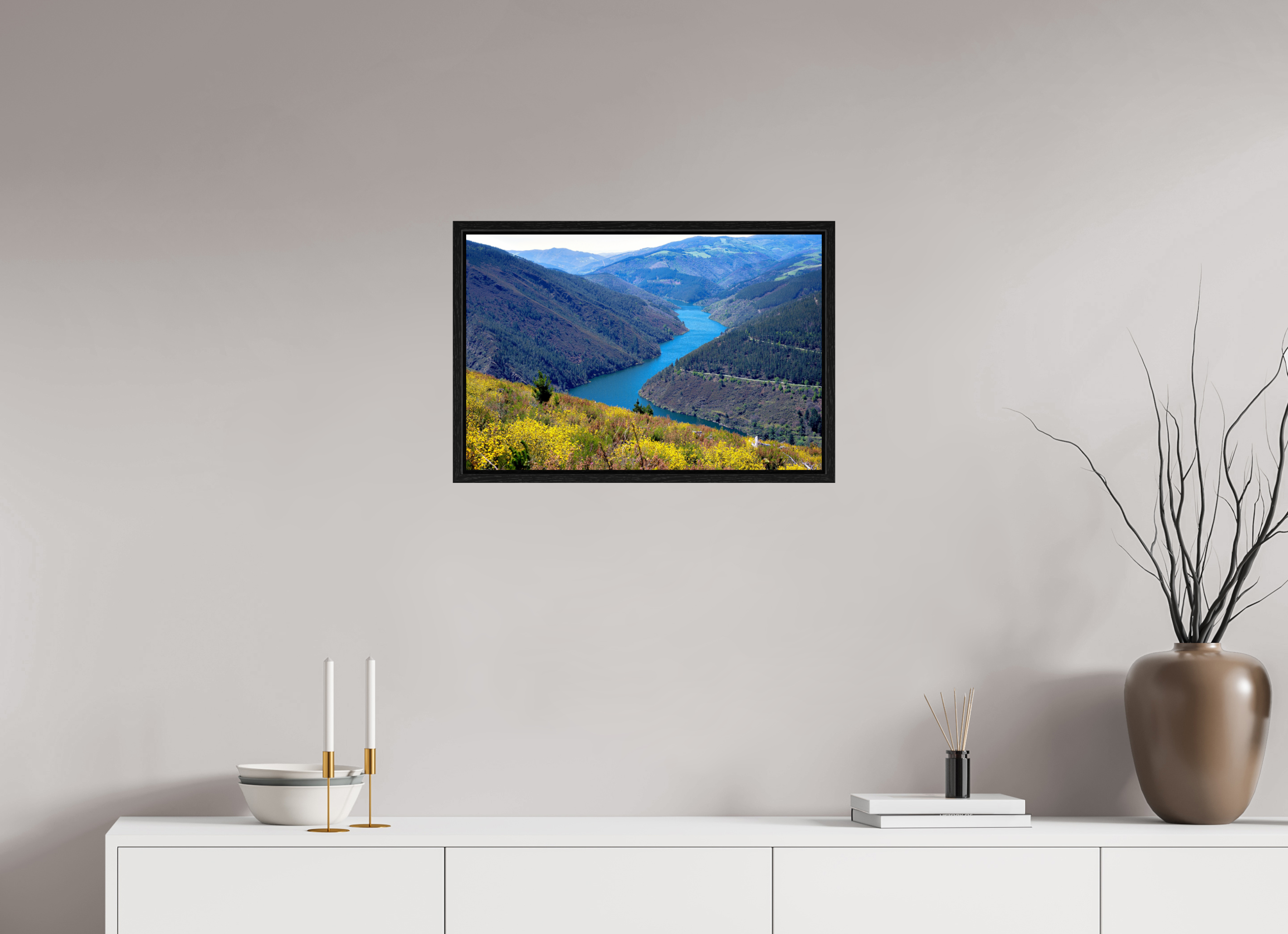 60.4 x 40 cm, Floater Frame Blue River