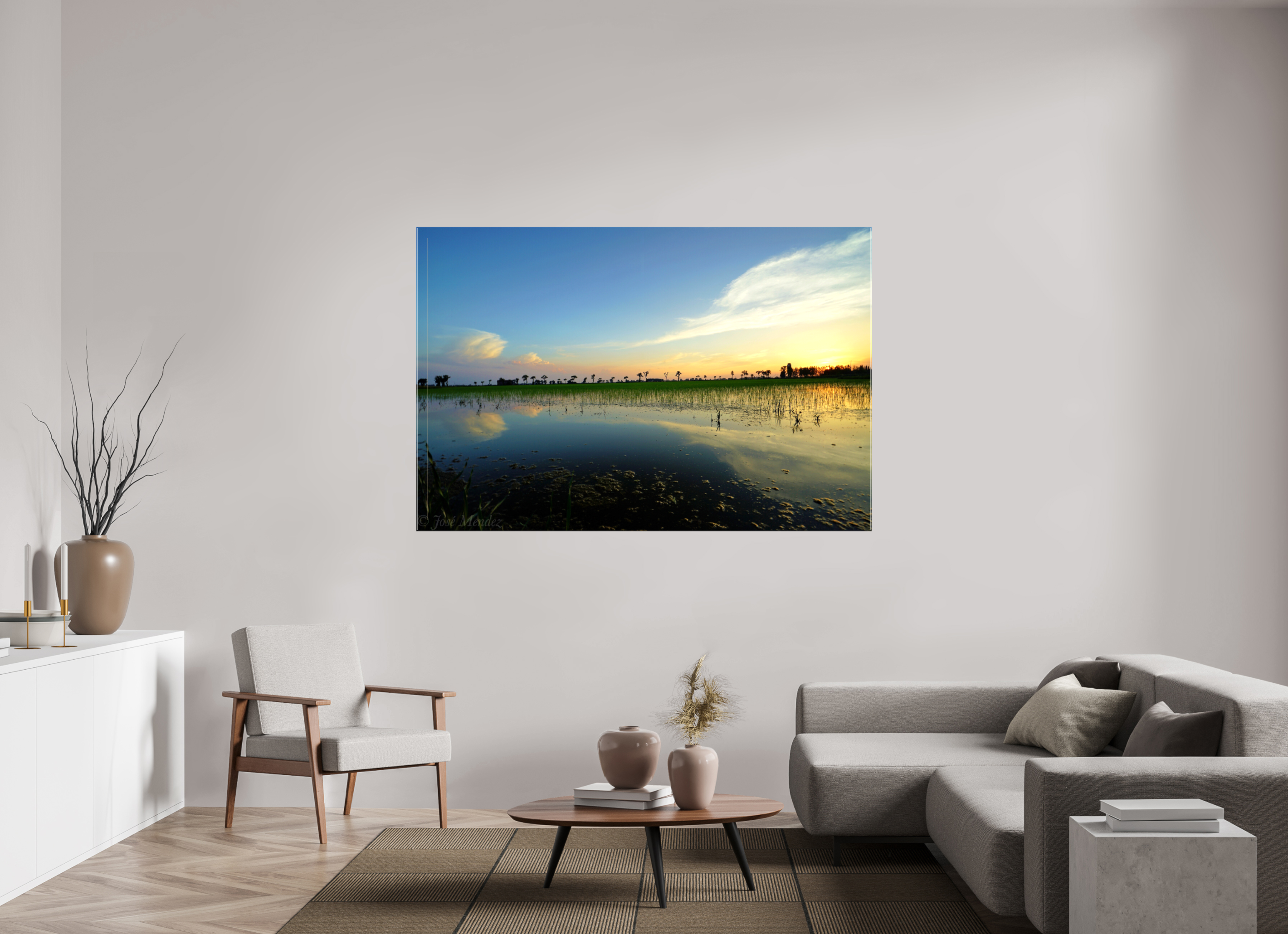 180 x 120 cm, Canvases Unframed Rice Fields at Twilight