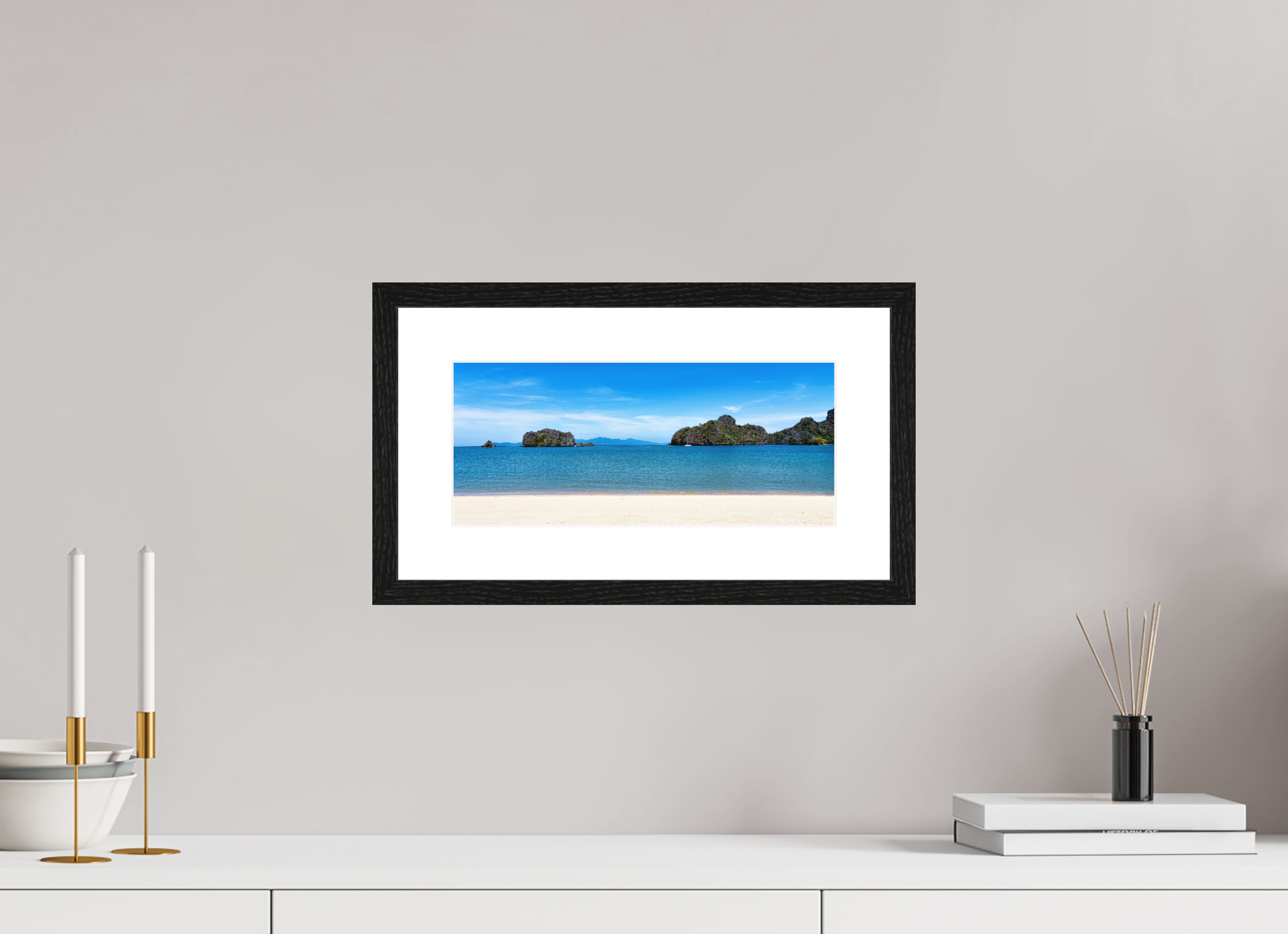 33.9 x 15 cm, Smooth Natural Paper Print with Frame Tanjung Rhu Serenity, Langkawi, Malaysia