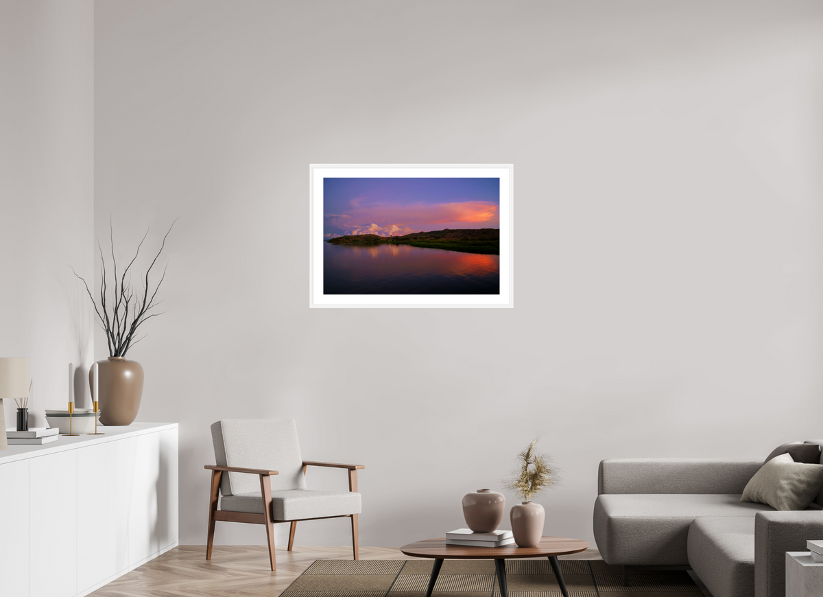 90 x 60 cm, Fine Art Print with Frame Sunrise Hues - Tanzania