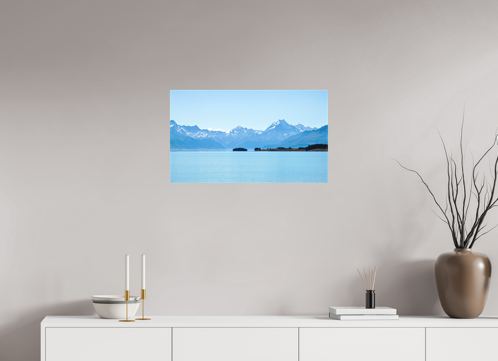 68.7 x 40 cm, Matte Canvas on Stretcher Frame Aoraki Reflections – Lake Pukaki & Mount Cook, New Zealand