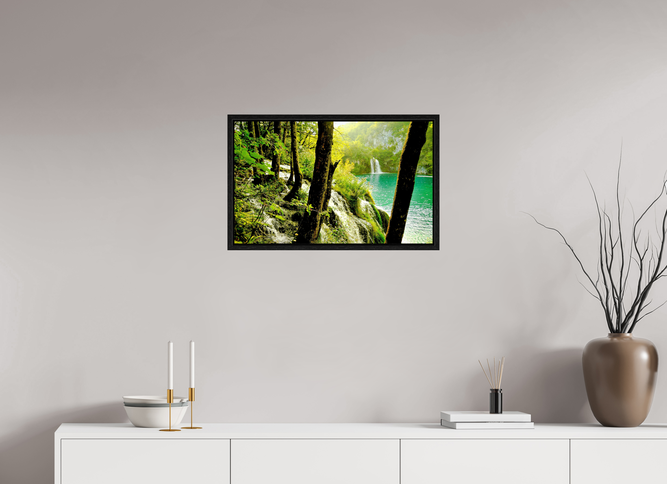 65 x 40 cm, Floater Frame A Lush Forest in Tears