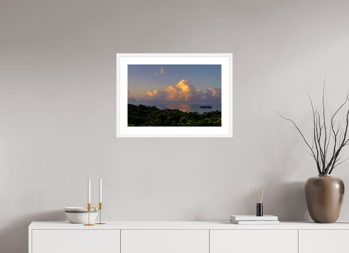 60 x 40 cm, Fine Art Print with Frame Morning Clouds - Costa Rica