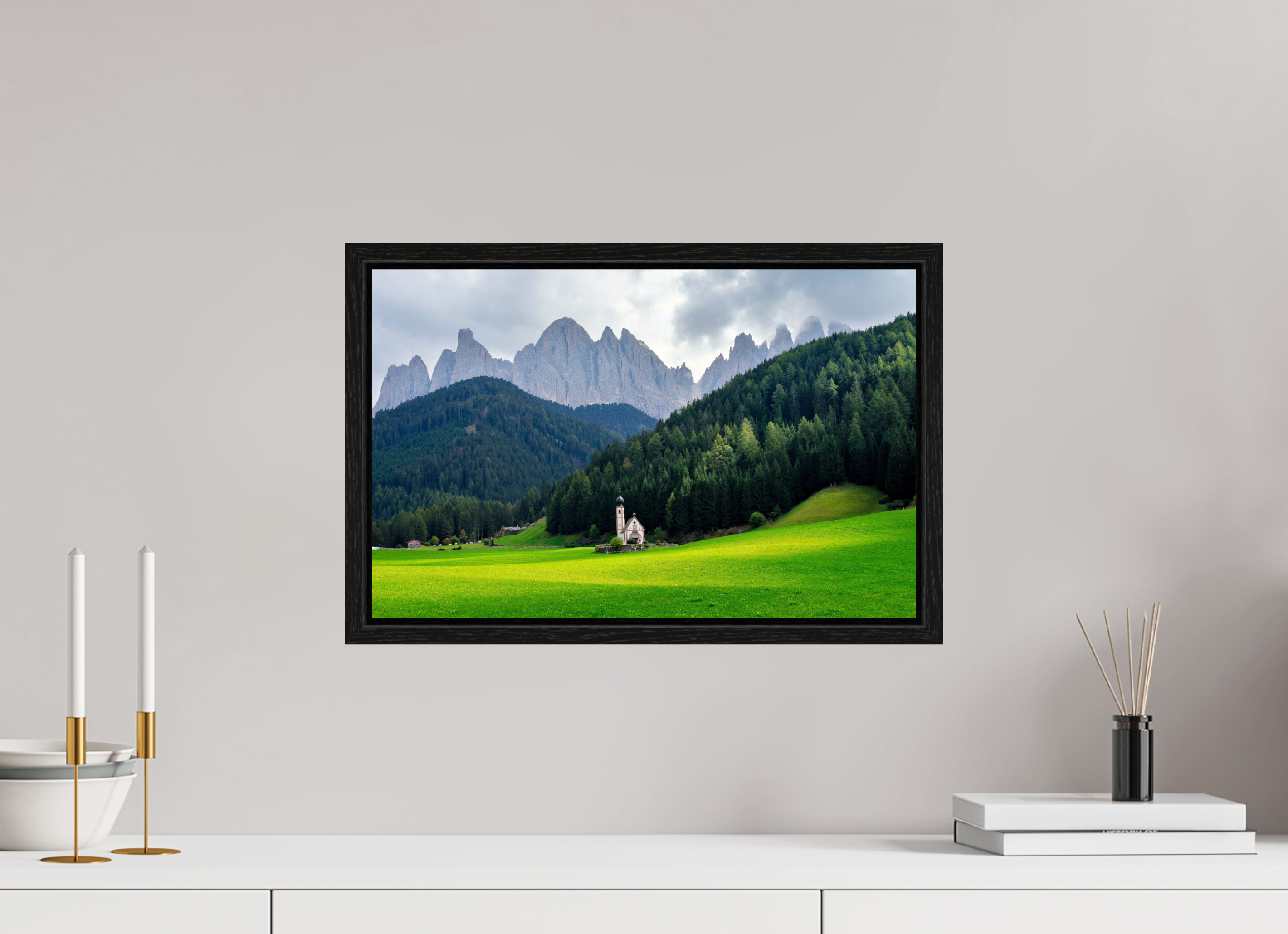 46.8 x 30 cm, Floater Frame Alpine Landscape - Italian Dolomites