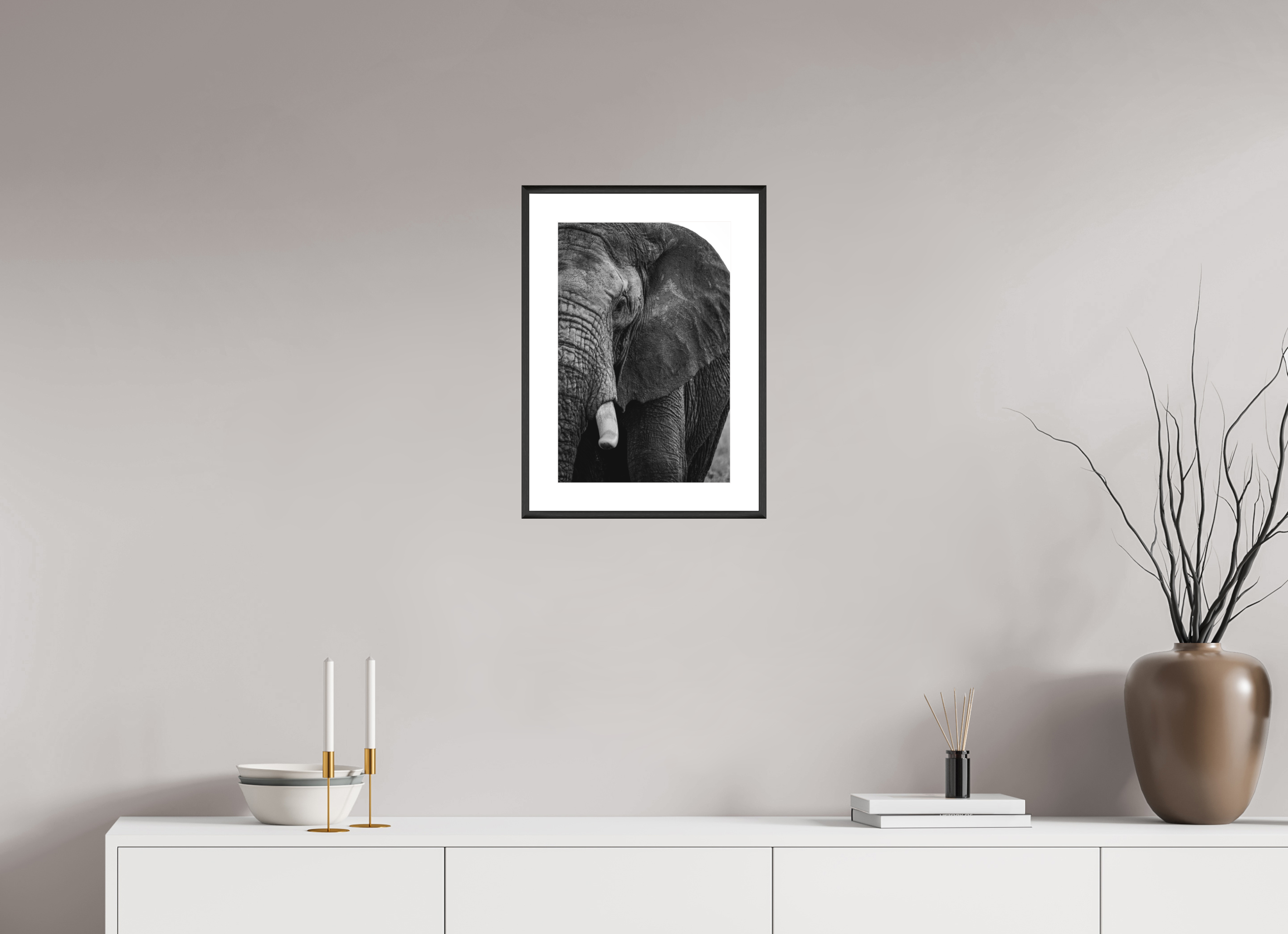 30 x 45 cm, Changeable Magnetic Frame - Hahnemühle Fineart Pearl The Hidden Side of Elephants