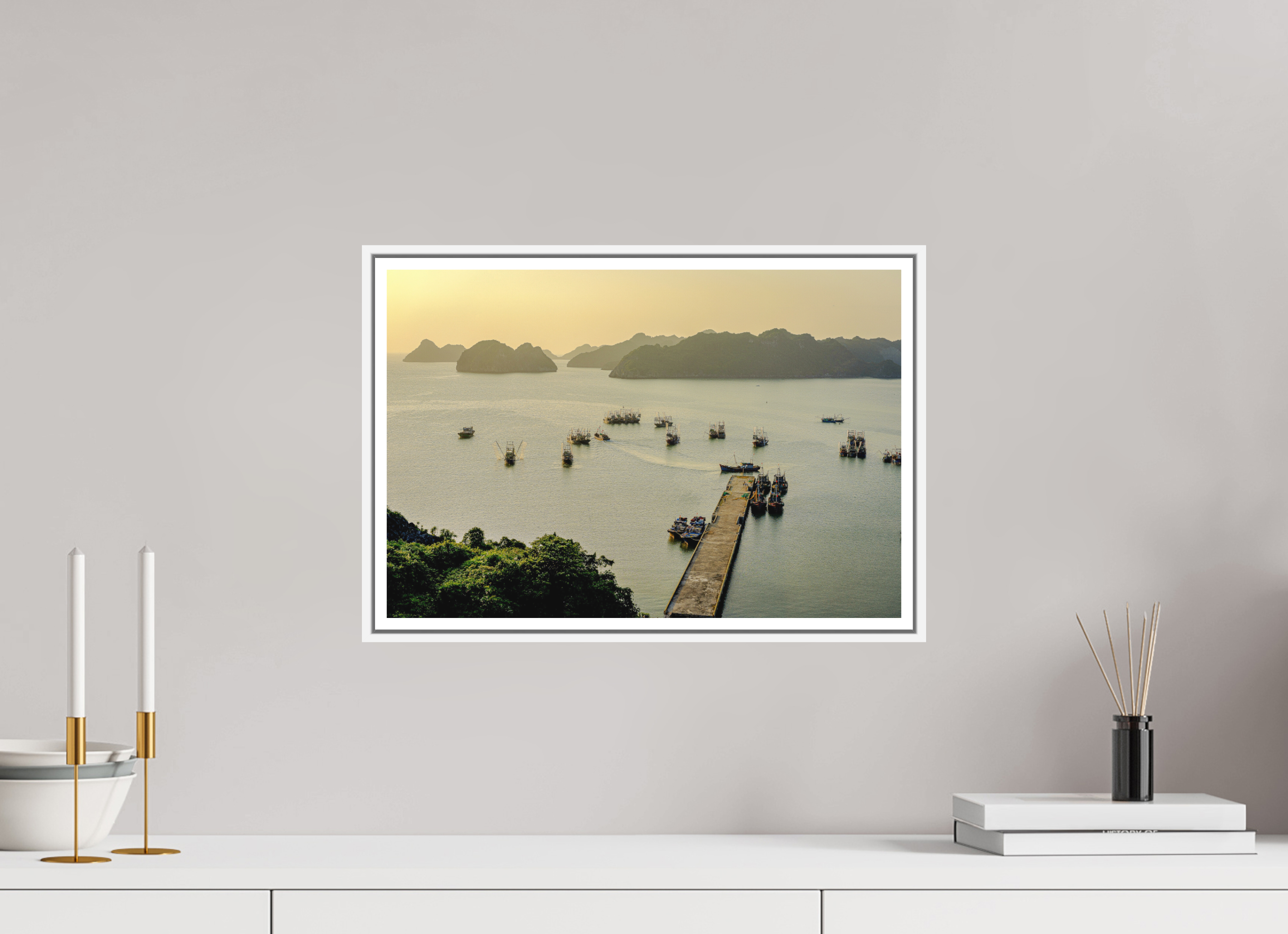 44.3 x 30 cm, Print on Forex with Frame Golden Harbour – Cat Ba Island, Vietnam