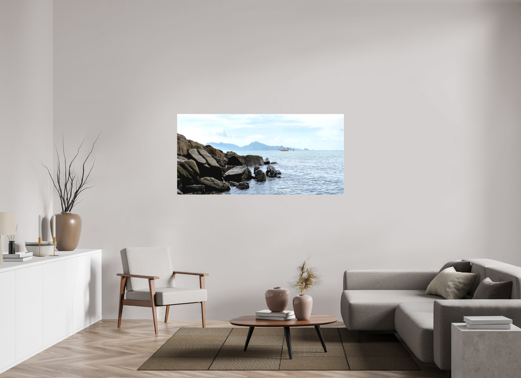 167 x 80 cm, Matte Canvas on Stretcher Frame Black Rocks