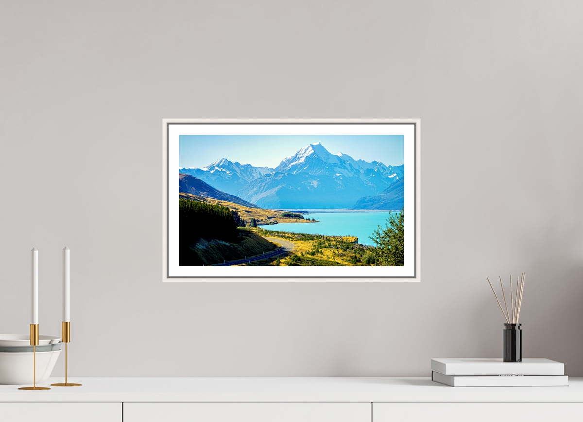 42.8 x 25 cm, Fine Art Print On Framed Aluminum Dibond Mount Cook Road - New Zealand