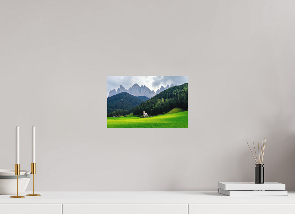 31.2 x 20 cm, Fine Art Print Smooth Church of Saint John in the Dolomites - Italy