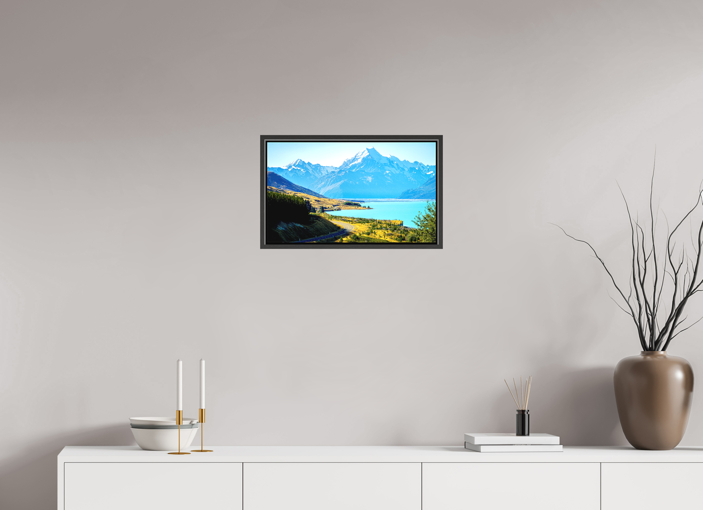 51.3 x 30 cm, Canvas Mount Cook Road - New Zealand