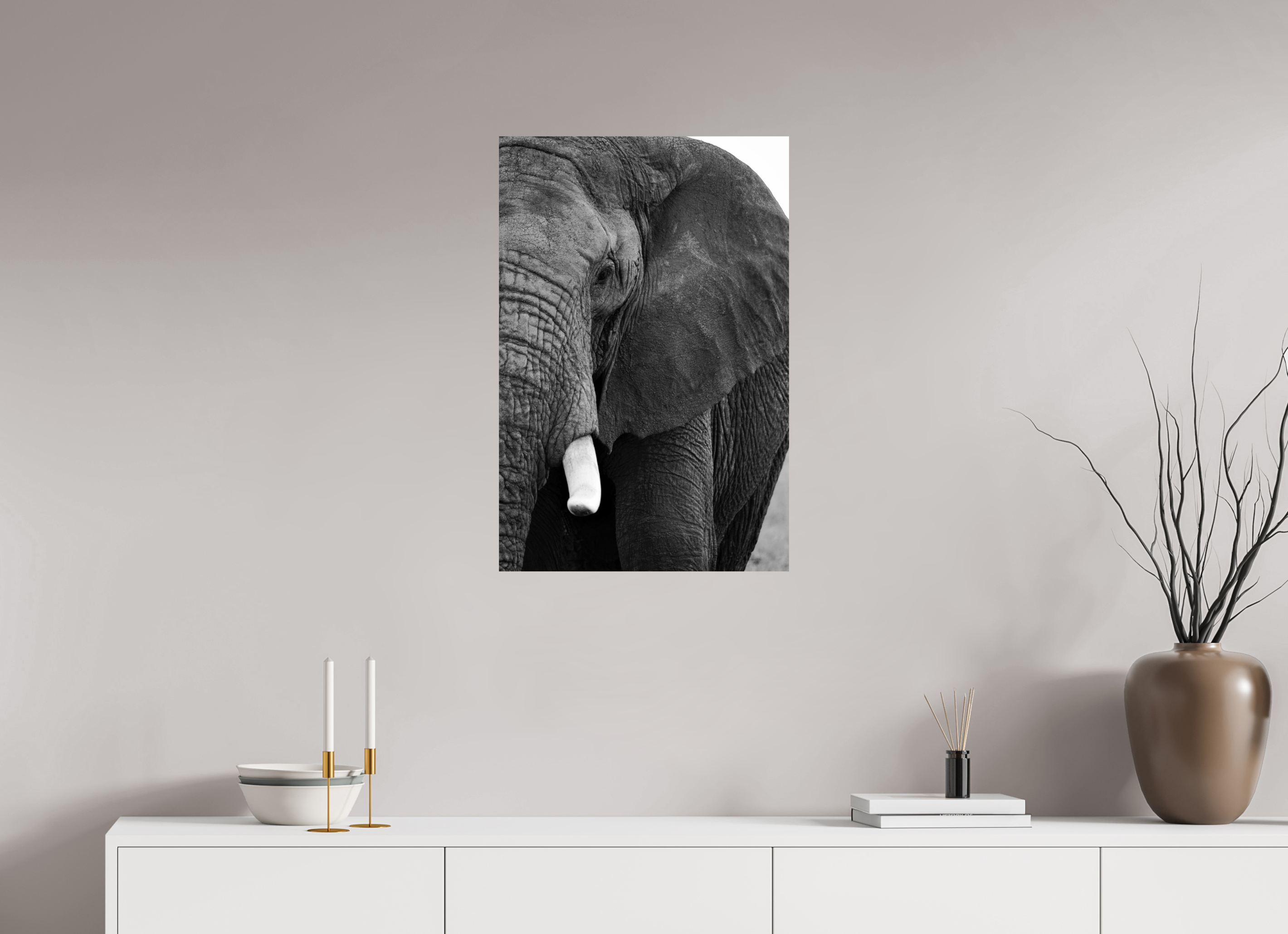 50 x 75 cm, Photo Print on Ilford Baryta Paper B&W The Hidden Side of the Elephant