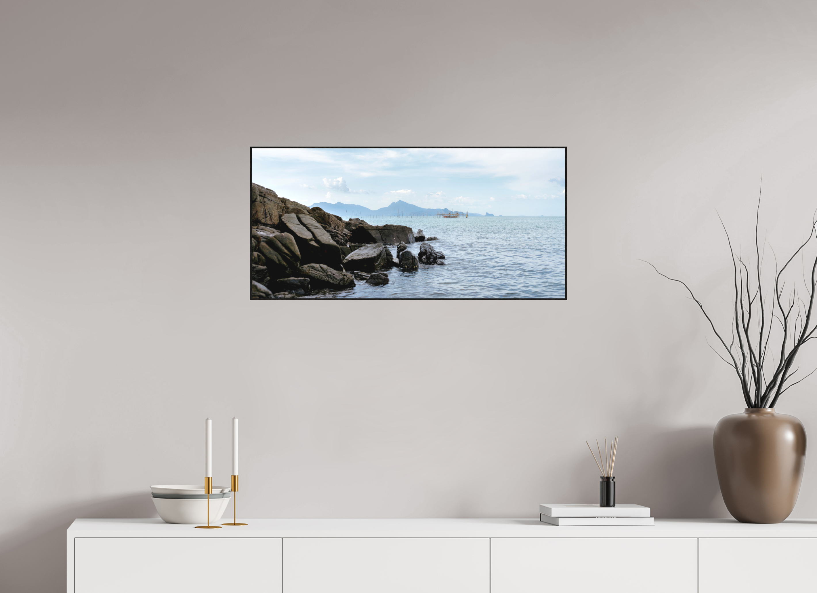 83.5 x 40 cm, Solid Wood Artbox Black Rocks
