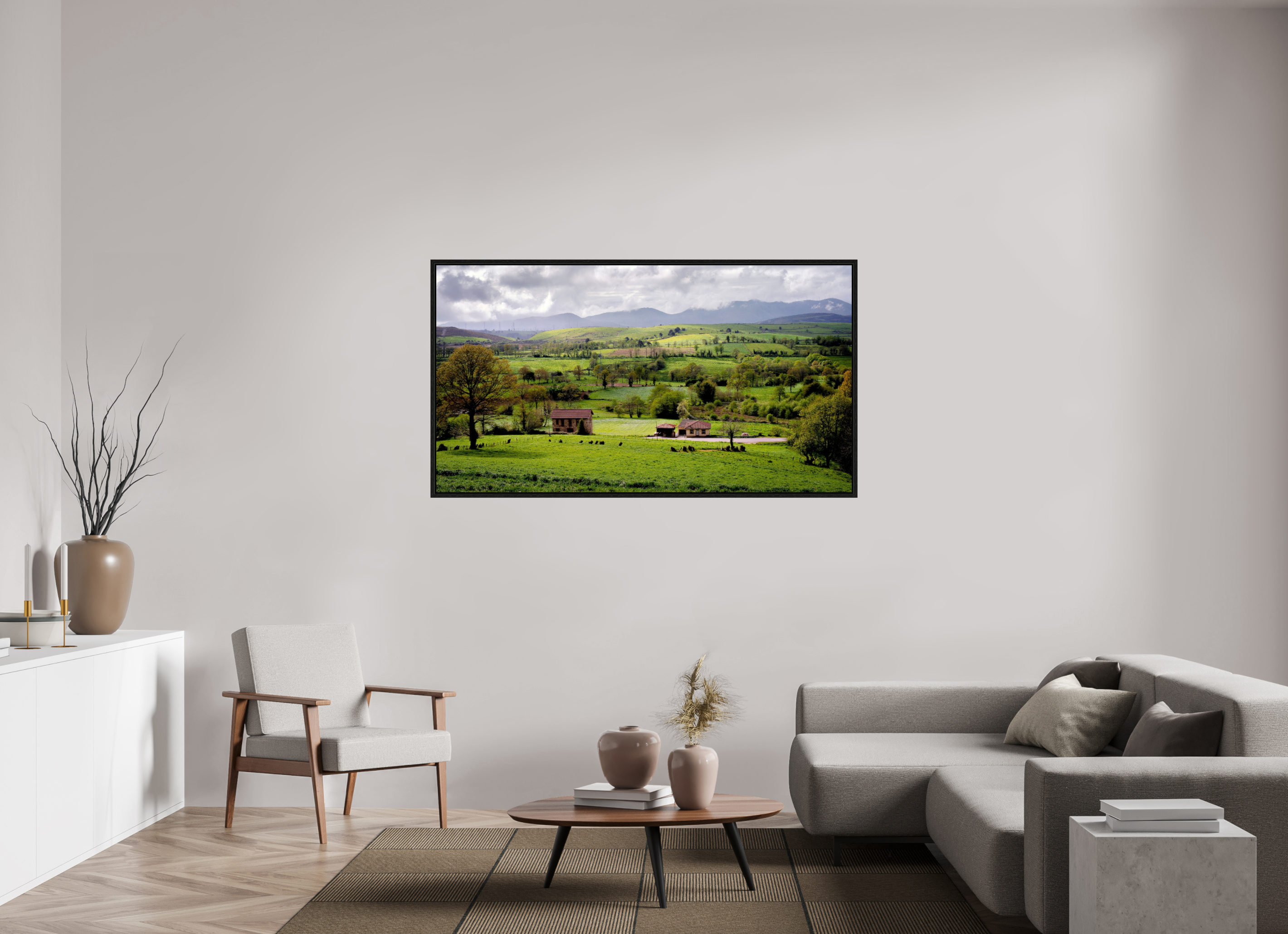 164.8 x 90 cm, Floater Frame A Lush Hilly Countryside in Spain