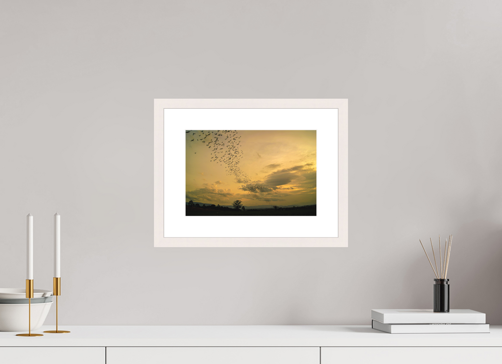 30 x 20 cm, Solid Wood Frame with Passe Partout Dusk Emergence