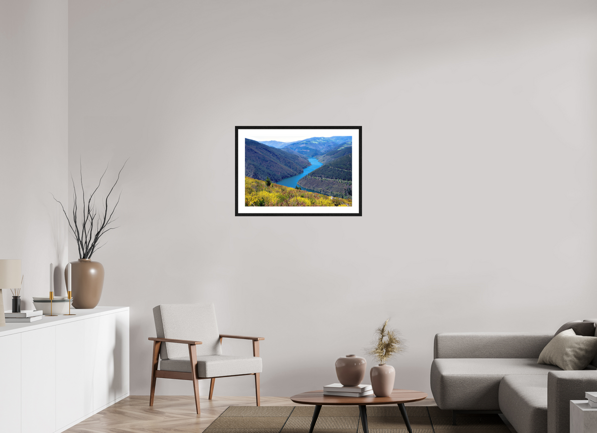 75.5 x 50 cm, Smooth Natural Paper Print with Frame Blue River