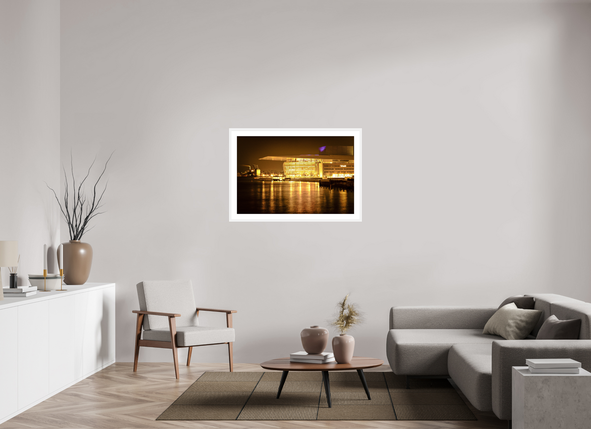 105 x 70 cm, Fine Art Print with Frame Operaen at Night