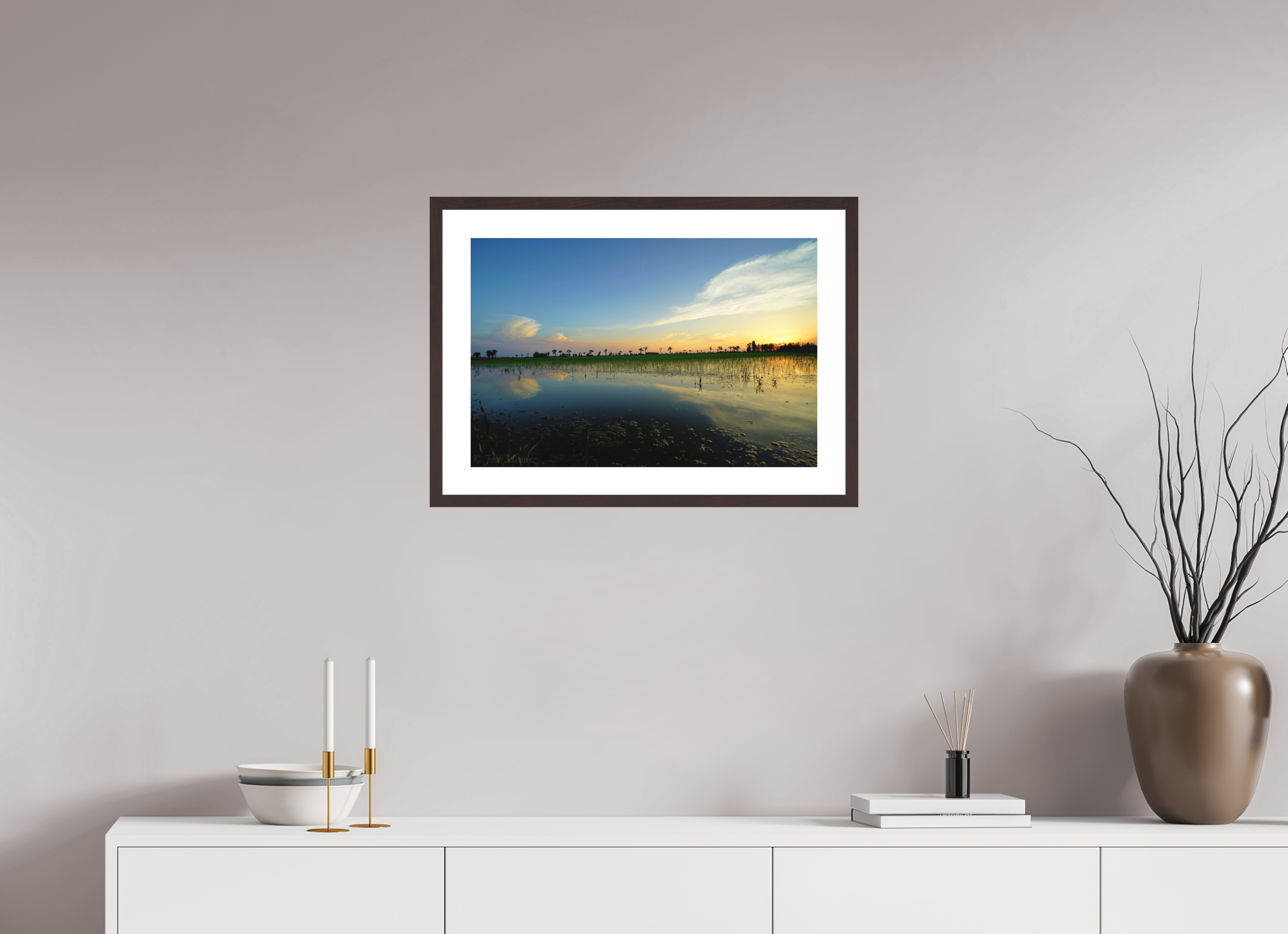 60 x 40 cm, Baryta Prestige II with Matte Float Glass Rice Fields at Dusk