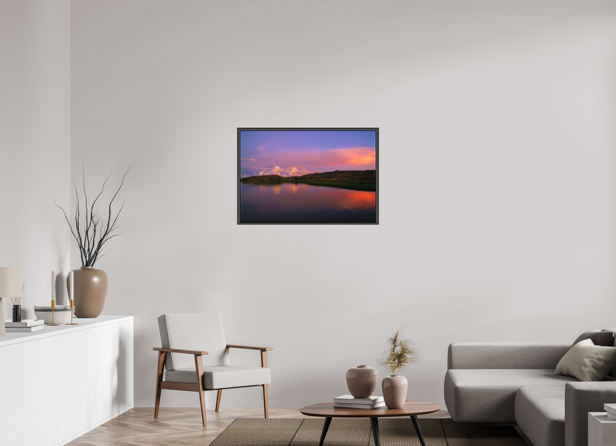 90 x 60 cm, Textile Print Canvas with 15 mm Width Gap Frame Sunrise Hues - Tanzania