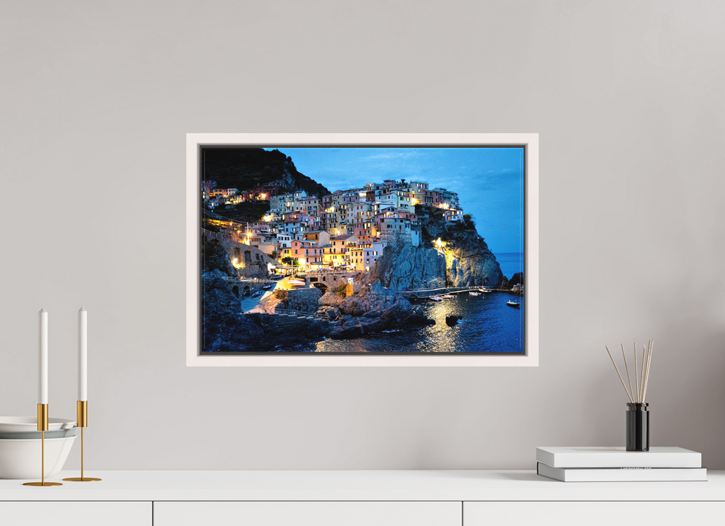 48 x 30 cm, Matte Canvas 15 mm Frame Manarola Harbour