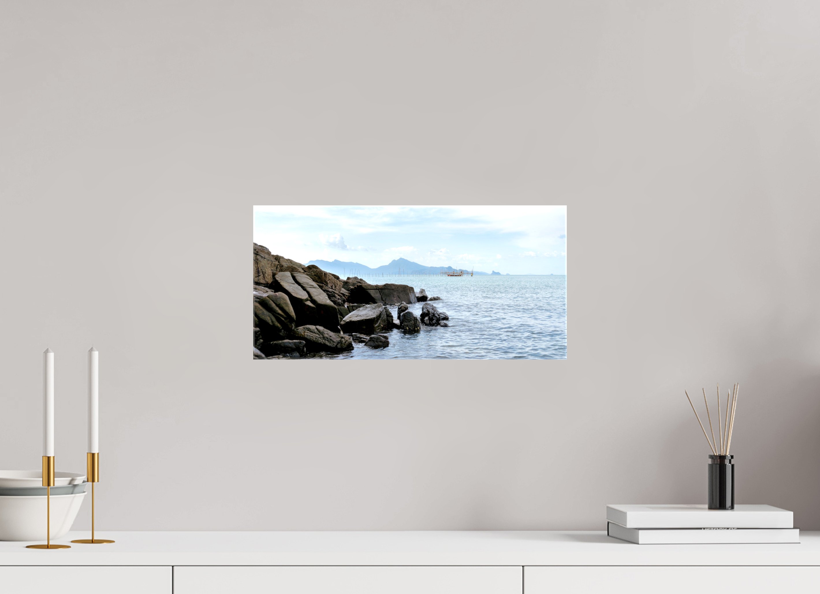 41.8 x 20 cm, Canvases Unframed Black Rocks