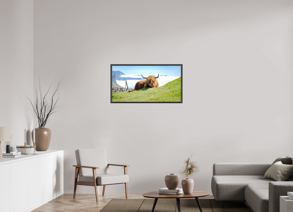 96.5 x 50 cm, Canvas Highland Cow of the Faroe Islands