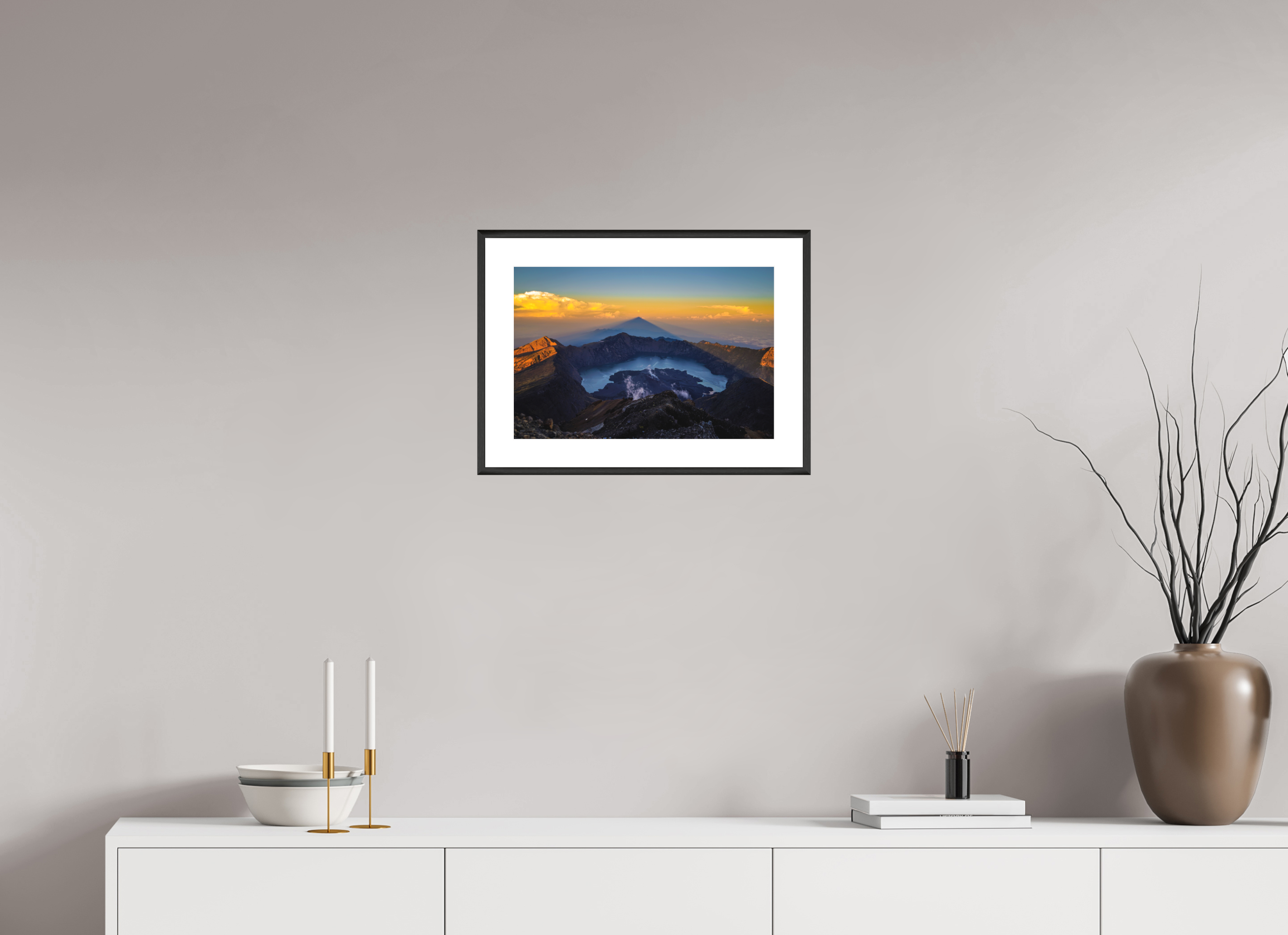 45 x 30 cm, Changeable Magnetic Frame - Hahnemühle Fineart Pearl The Caldera of Mount Rinjani - Lombok - Indonesia