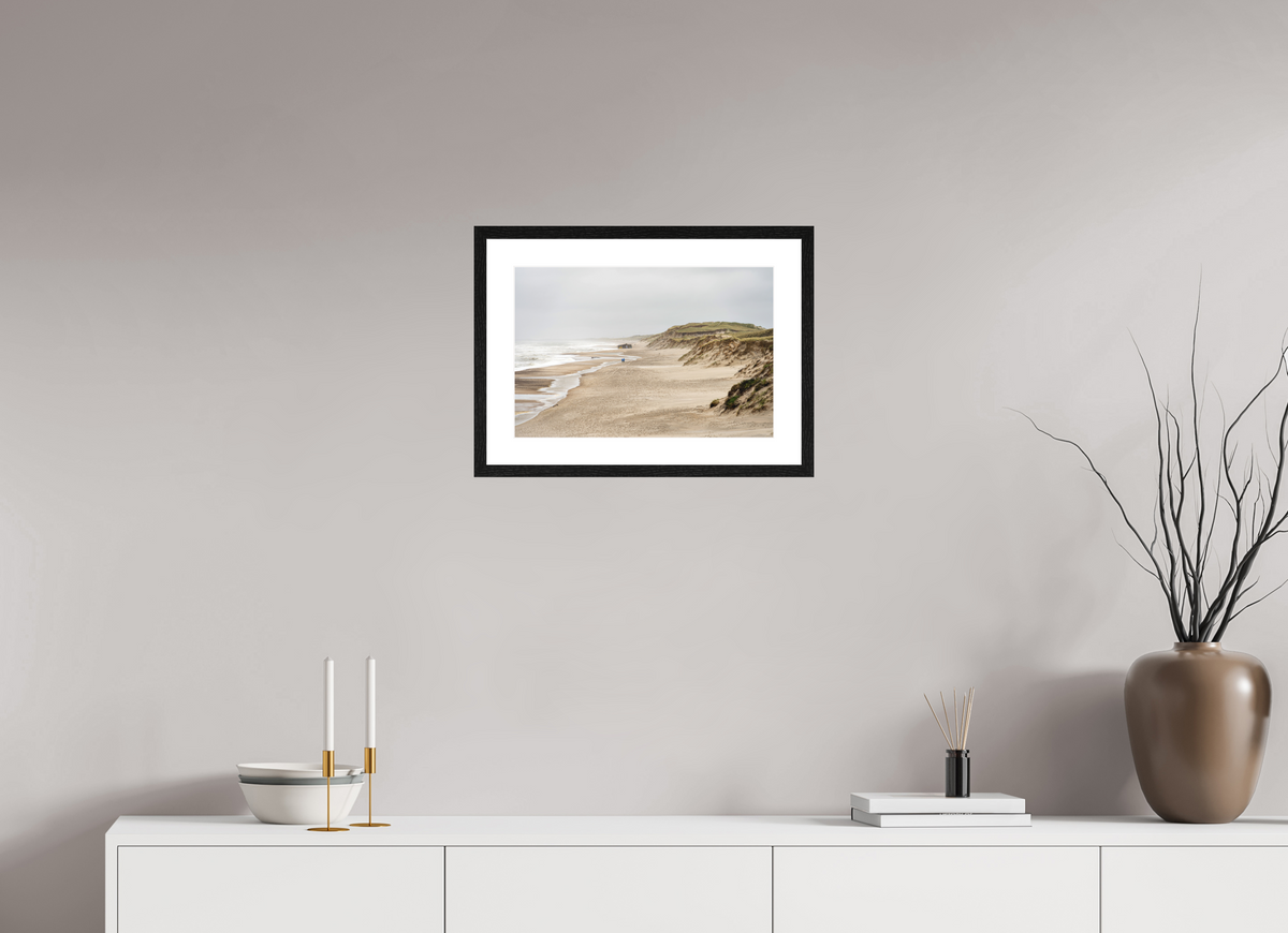 45 x 30 cm, Smooth Natural Paper Print with Frame Northern Dunes - Hvide Sande - Denmark