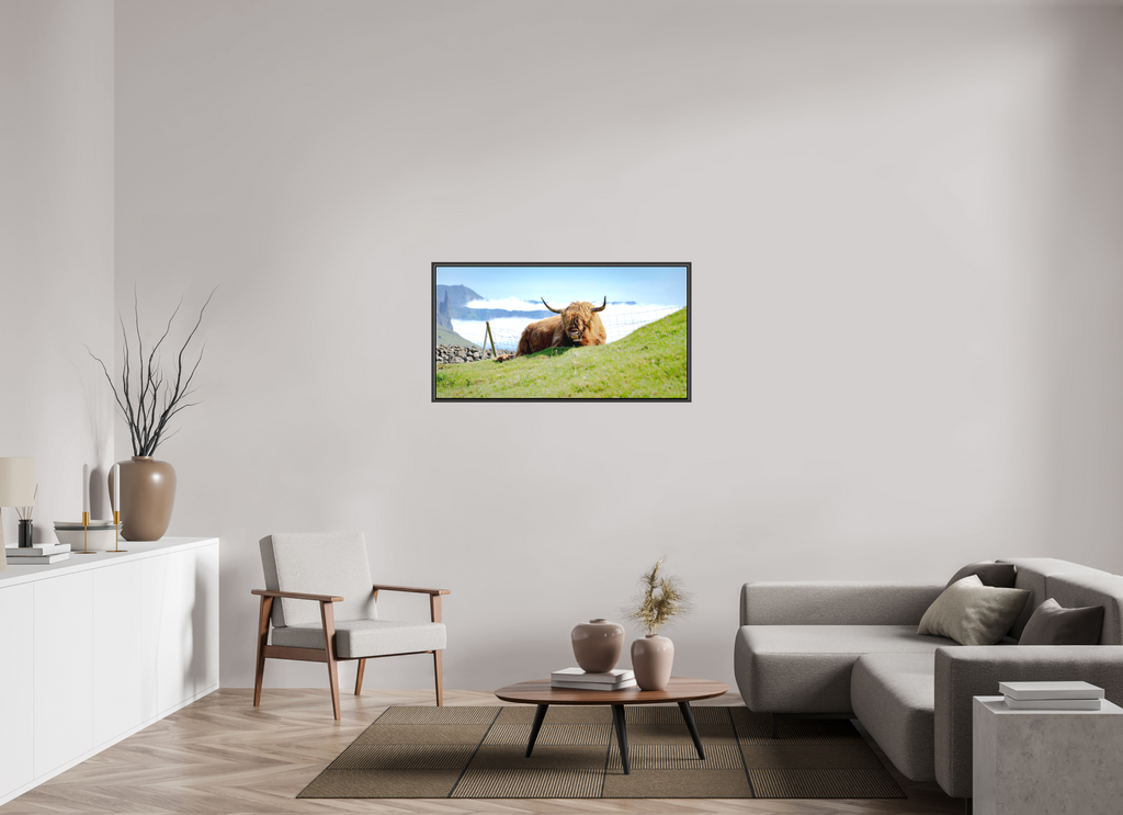 115.8 x 60 cm, Canvas Highland Cow of the Faroe Islands