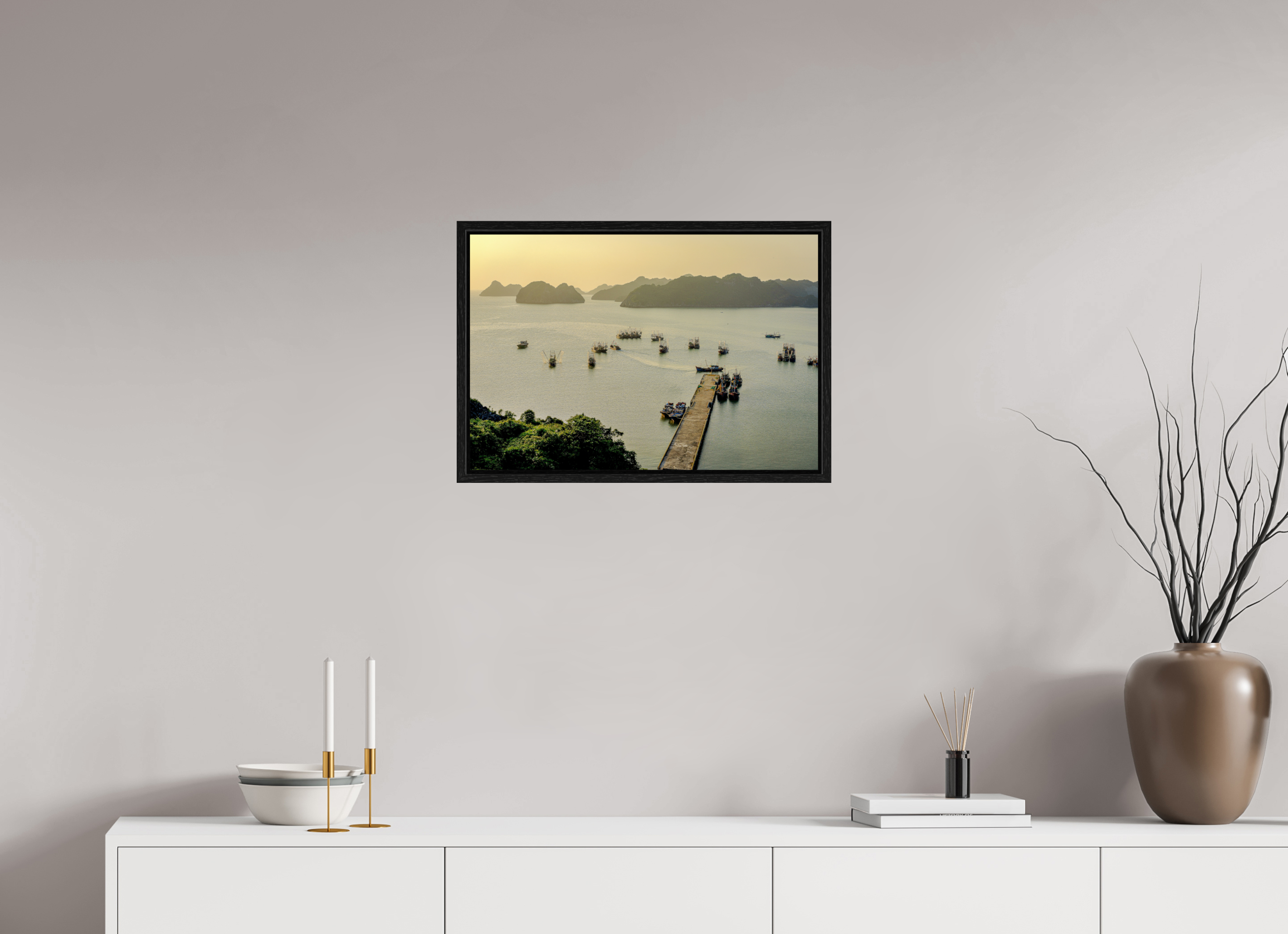 59.1 x 40 cm, Floater Frame Golden Harbour – Cat Ba Island, Vietnam