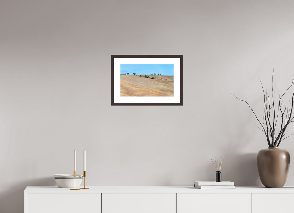 40.7 x 25 cm, Baryta Prestige II with Matte Float Glass Waves of the Harvest, Tuscany, Italy