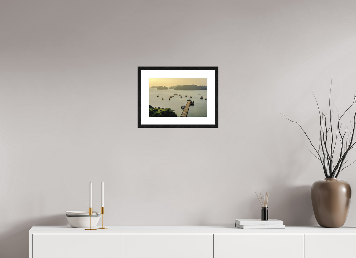 36.9 x 25 cm, Smooth Natural Paper Print with Frame Golden Harbour – Cat Ba Island, Vietnam