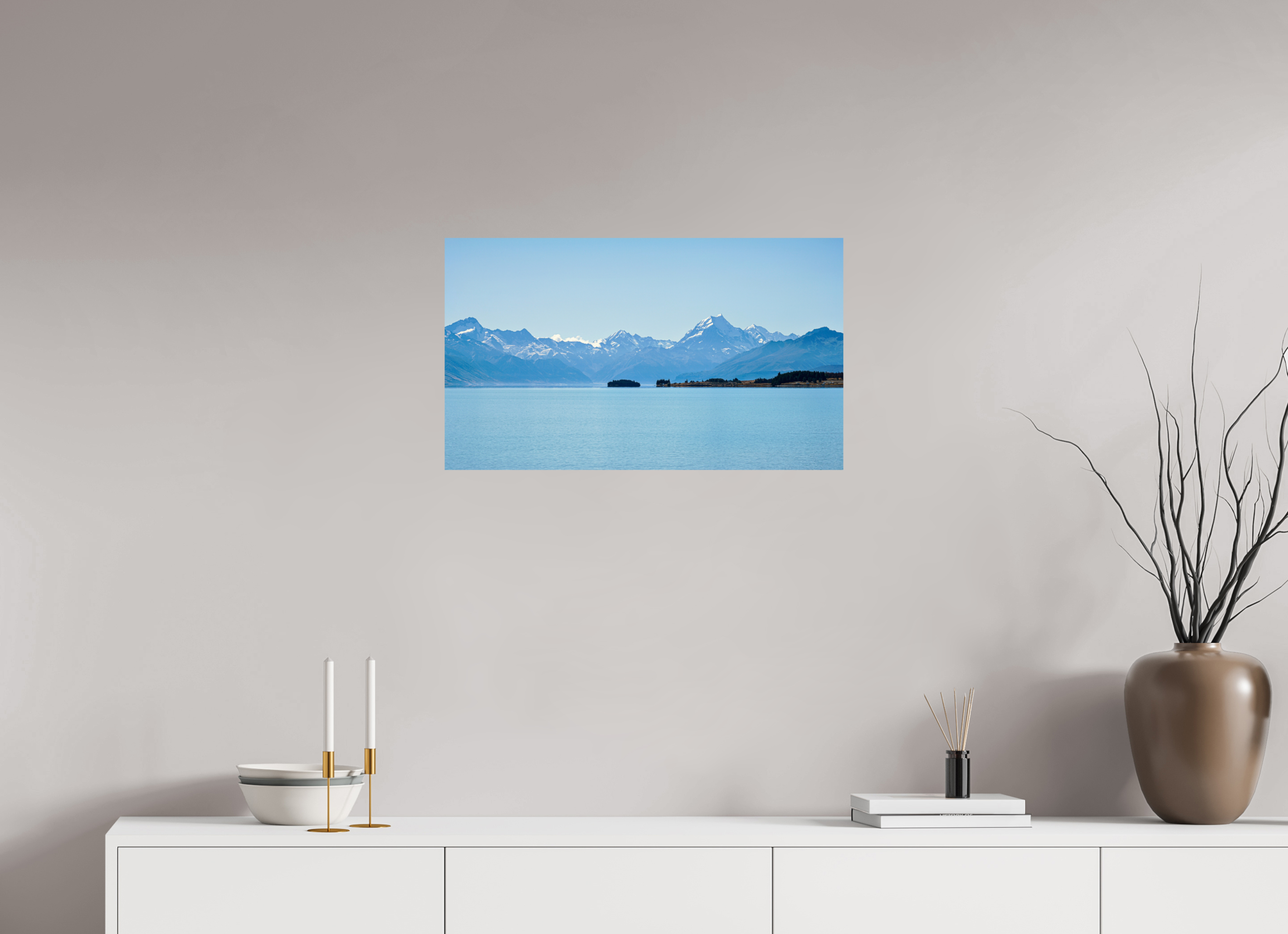 68.7 x 40 cm, Photo Print On Fuji Crystal DP II Aoraki Reflections – Lake Pukaki & Mount Cook, New Zealand